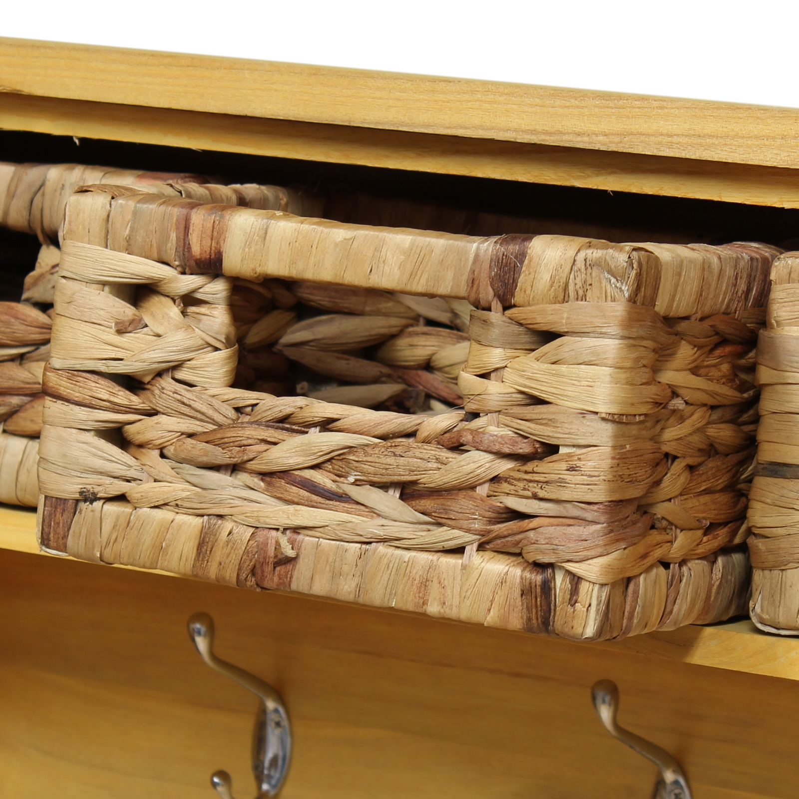 PINE FINISH 3 HOOK HALLWAY TIDY WALL COAT RACK HANGER HALL STORAGE