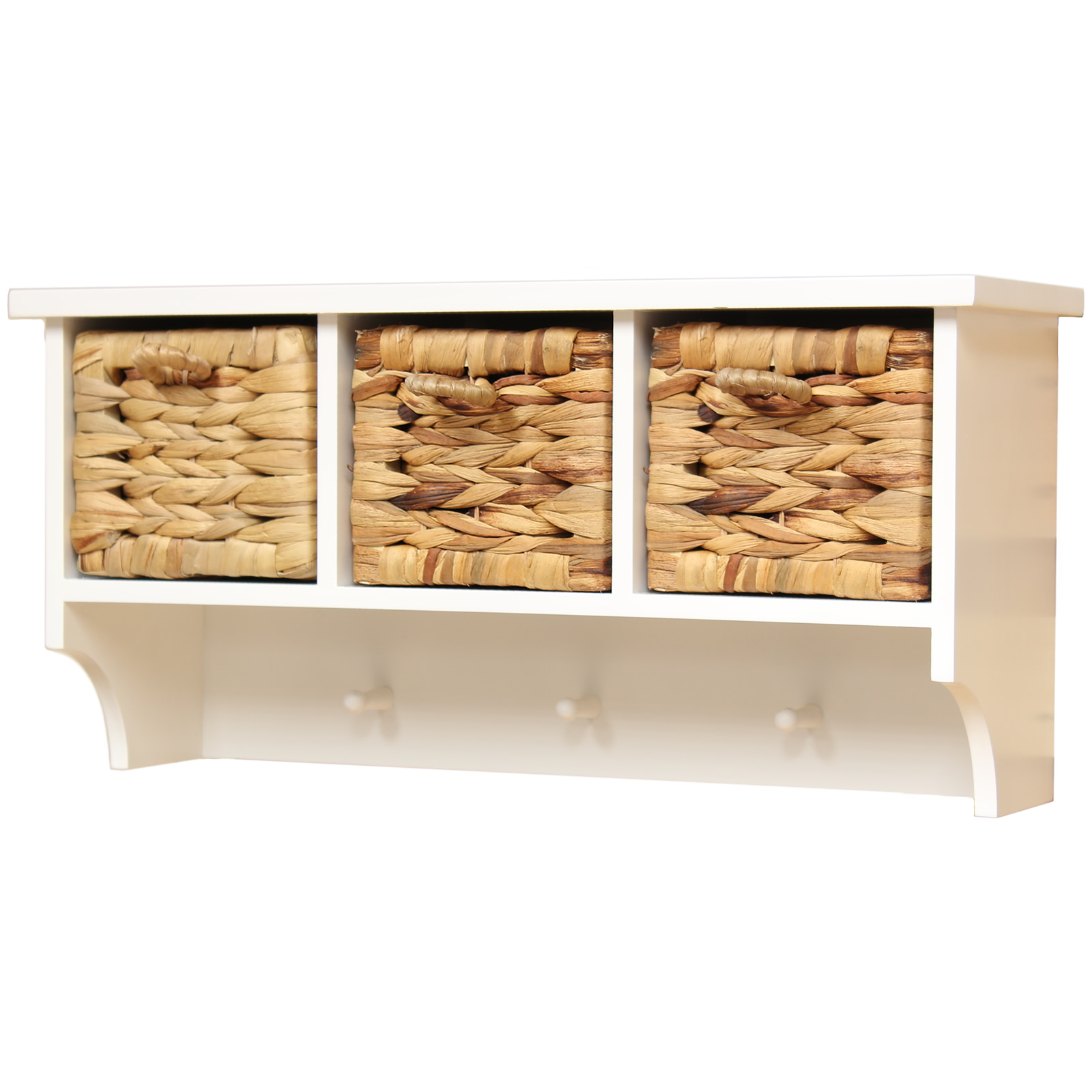 WHITE 3 HOOK HALLWAY TIDY WALL COAT RACK BAG HANGER HALL STORAGE