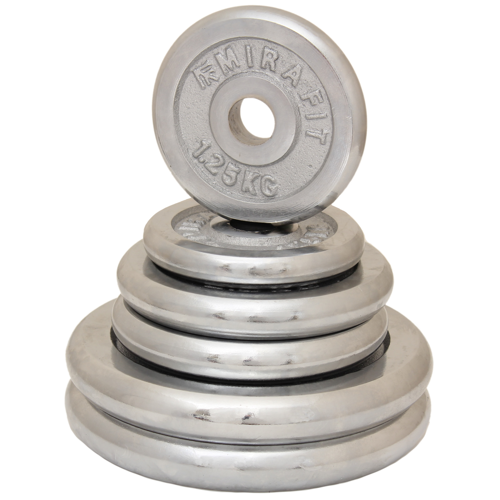 MIRAFIT Chrome Cast Iron Standard 1" Weight Plates Gym Training/Lifting