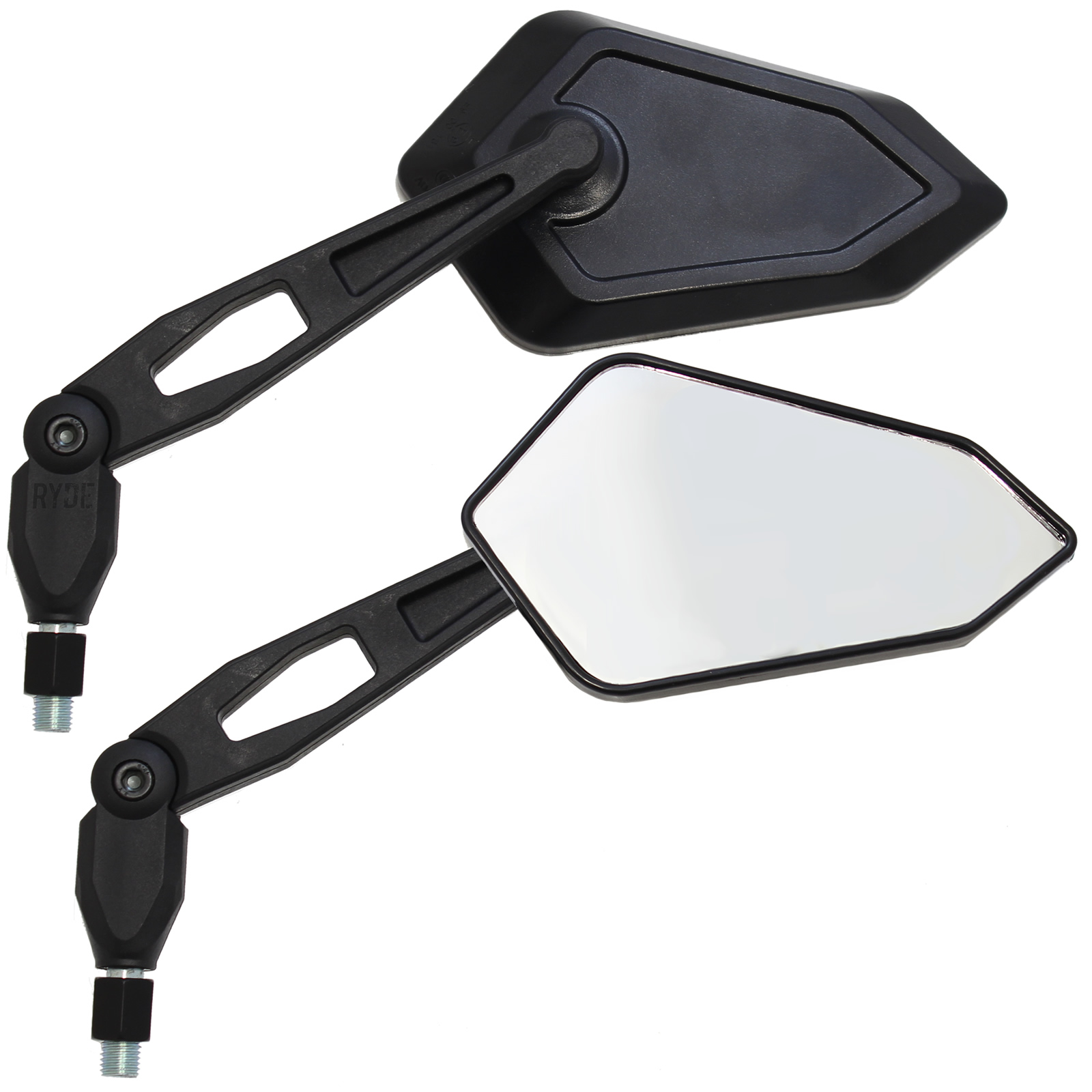 Ryde Angled Black 10mm Motorcycle Mirrors Universal Bike Motorbike E