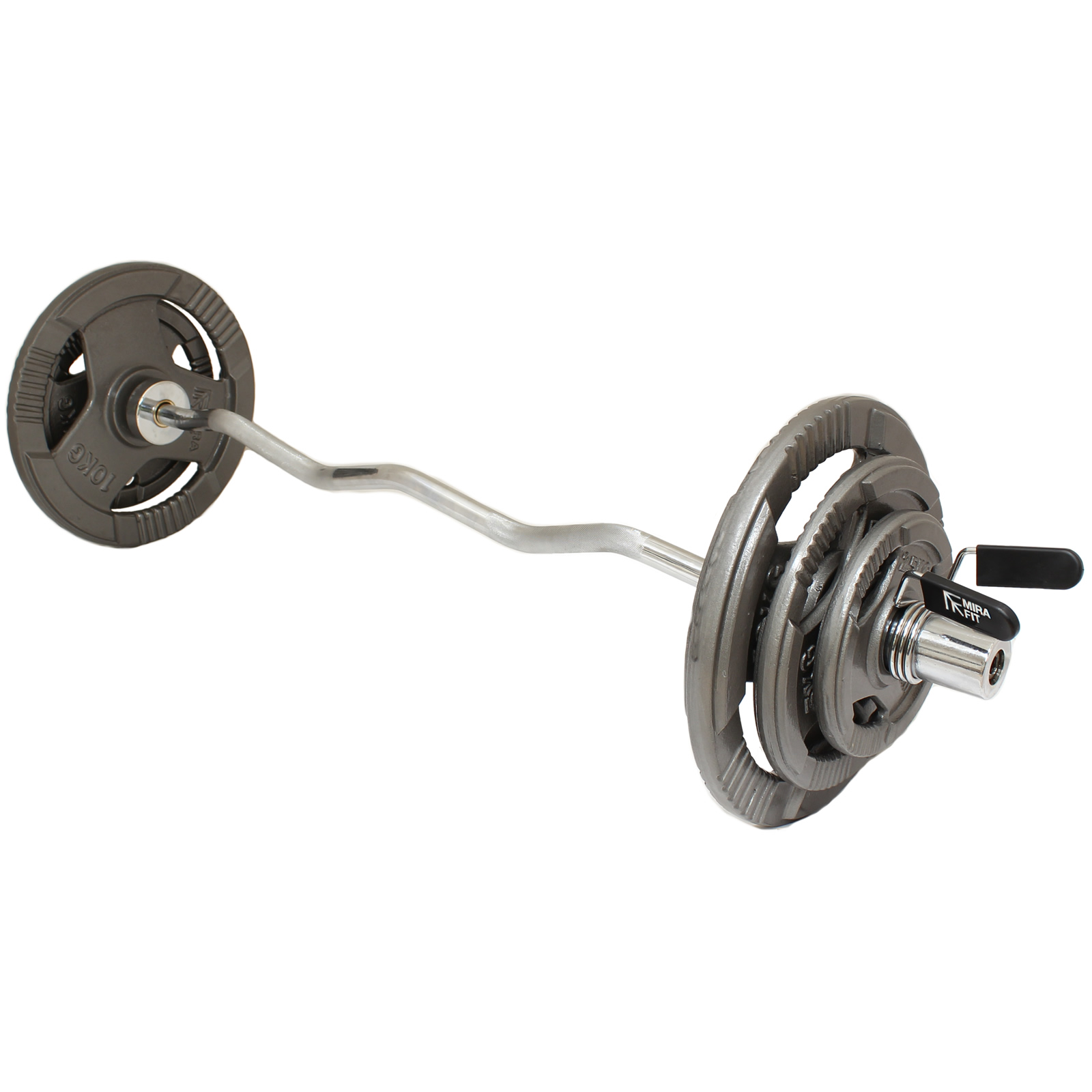 MIRAFIT Olympic Arm Curl Weight Bar & Spring Collars Barbell Lifting