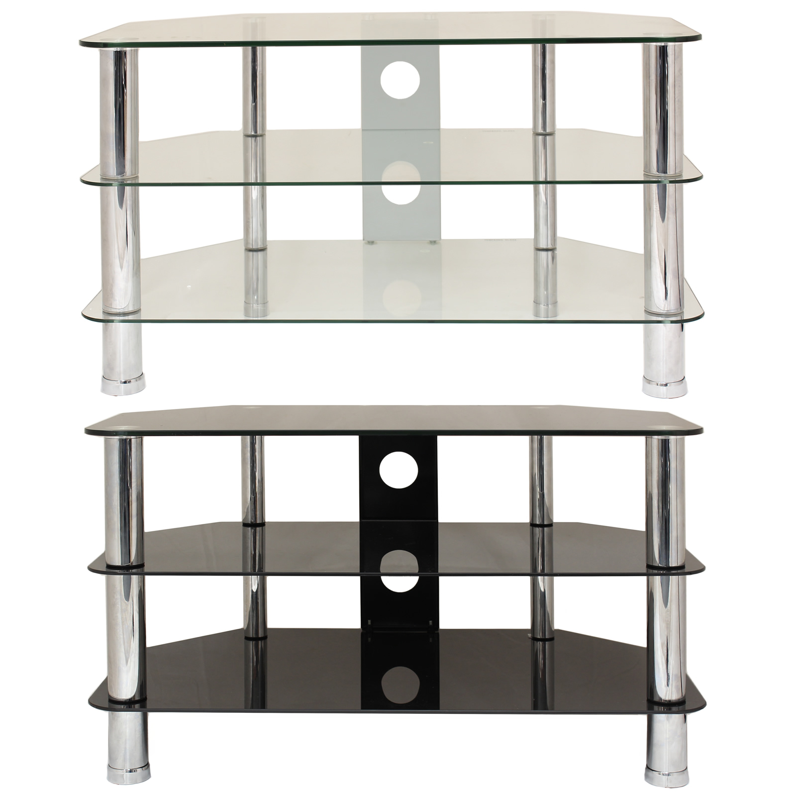 3 TIER GLASS CORNER TV STAND/SHELF LED/LCD/PLASMA/ENTERTAINMENT UNIT UP