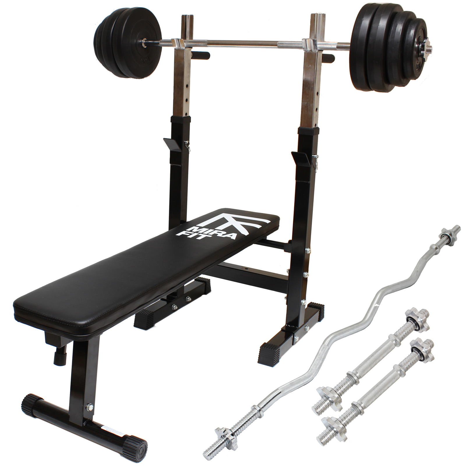 mirafit-weight-liting-set-gym-bench-barbell-dumbbells-curl-bar