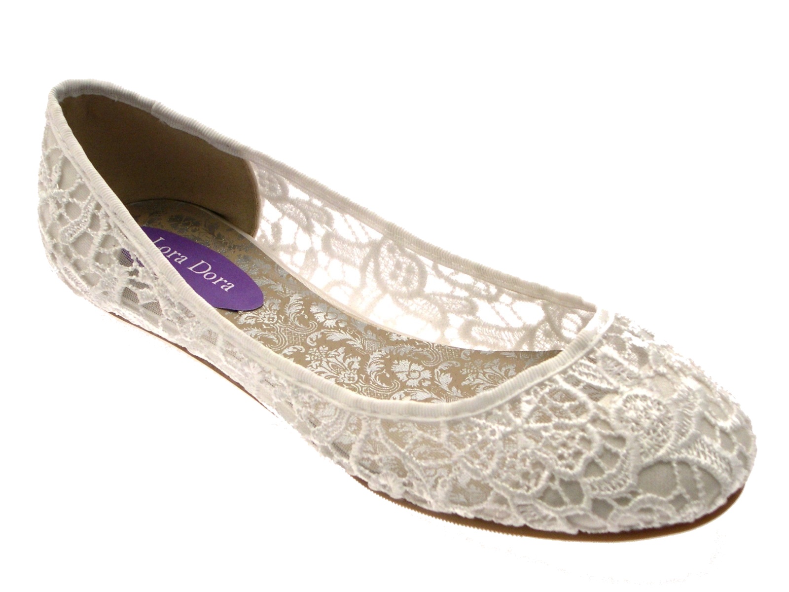 ... Ivory-Lace-Ballet-Pumps-Flat-Bridal-Bridesmaid-Shoes-Ladies-Size-UK-3