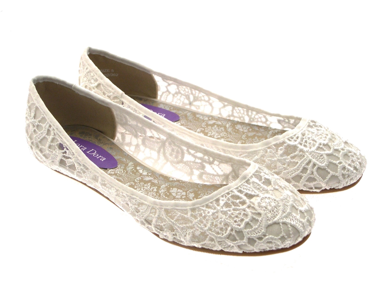 ... Ivory-Lace-Ballet-Pumps-Flat-Bridal-Bridesmaid-Shoes-Ladies-Size-UK-3