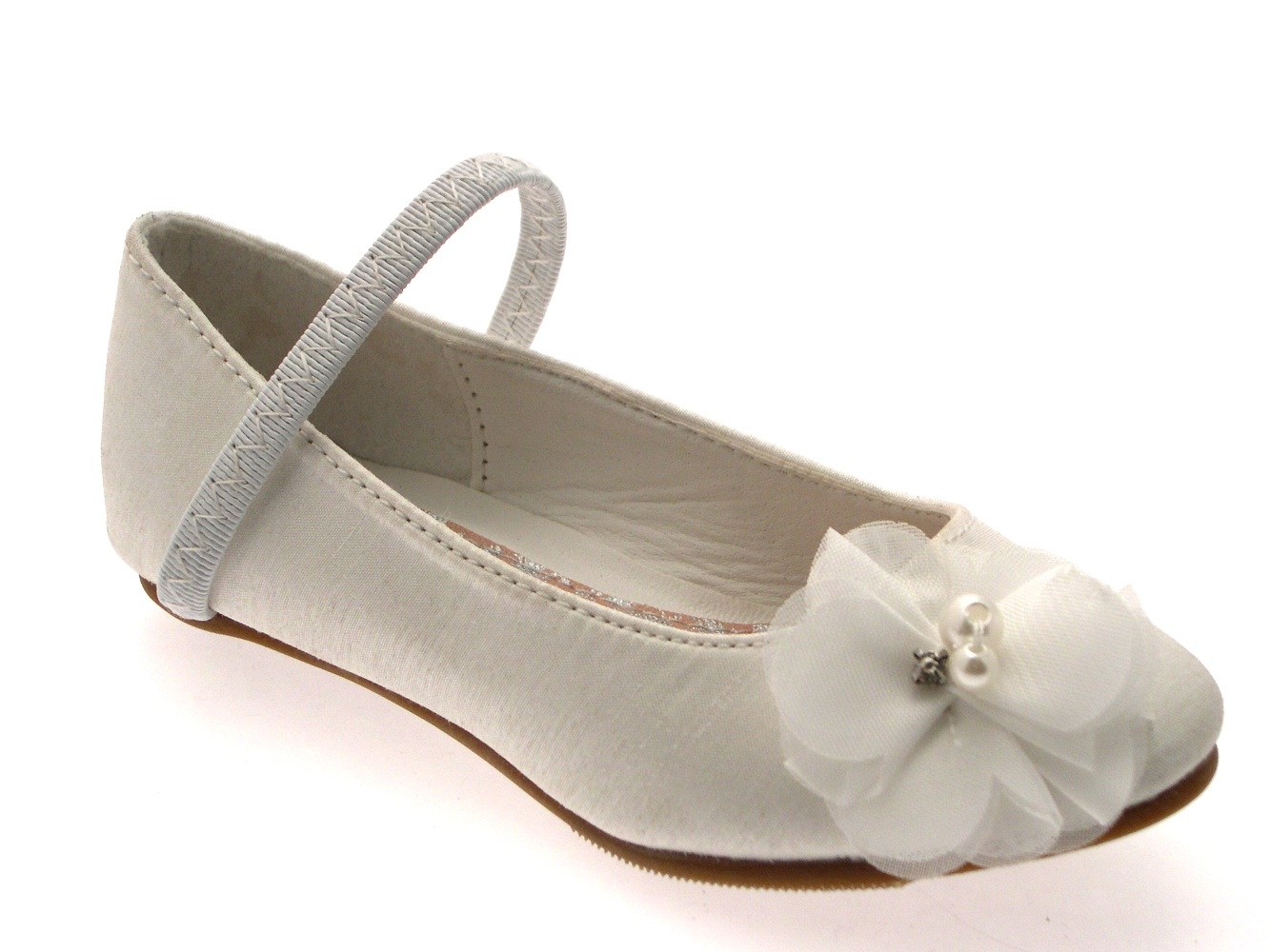 GIRLS-KIDS-SATIN-FLOWER-WEDDING-BRIDAL-BRIDESMAID-IVORY-CREAM-SHOES ...