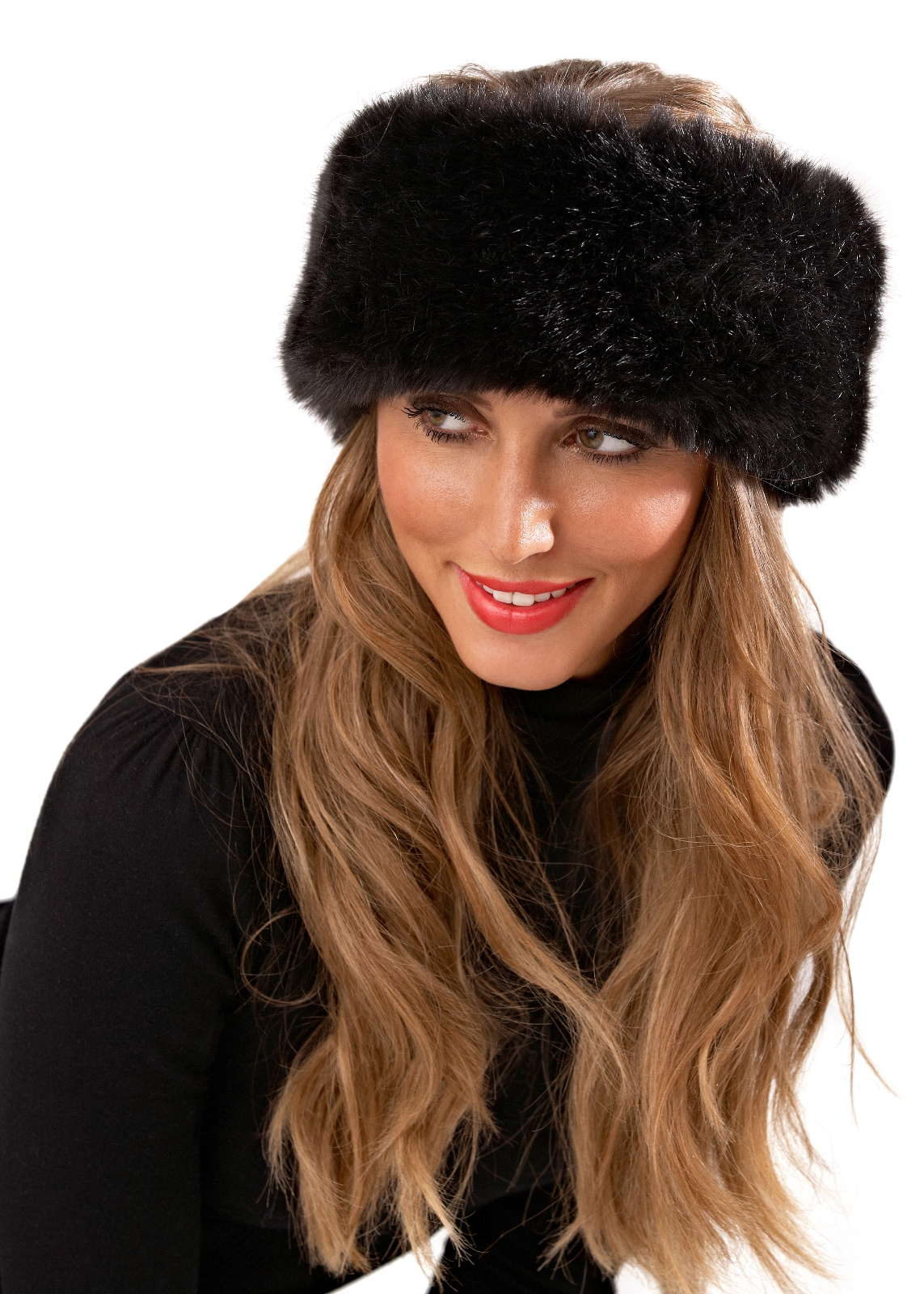 LADIES GIRLS FAUX FUR HEADBAND SKI EAR WARMERS WINTER HAIRBAND HAT