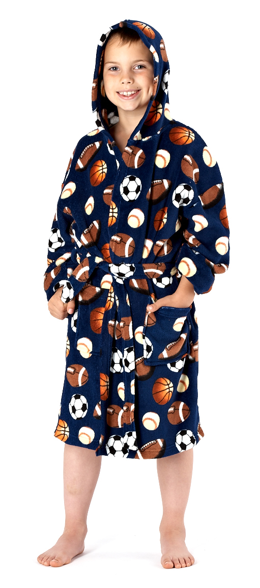 Kids Boys Fleece Bath Robe Dressing Gown Housecoat Childrens Xmas Gift