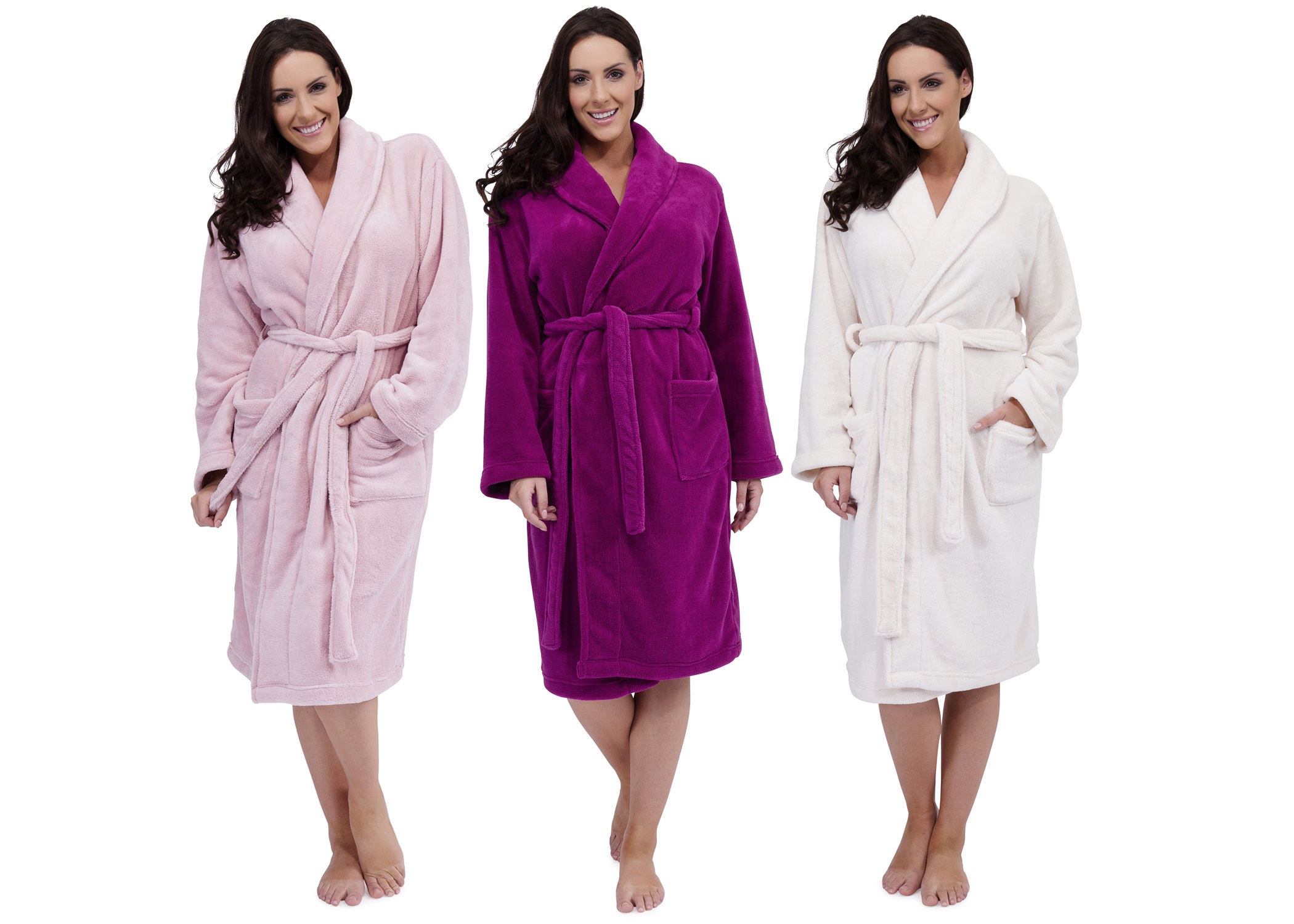 Ladies Long Luxury Coral Fleece Dressing Gowns Bath Robes Womens Size