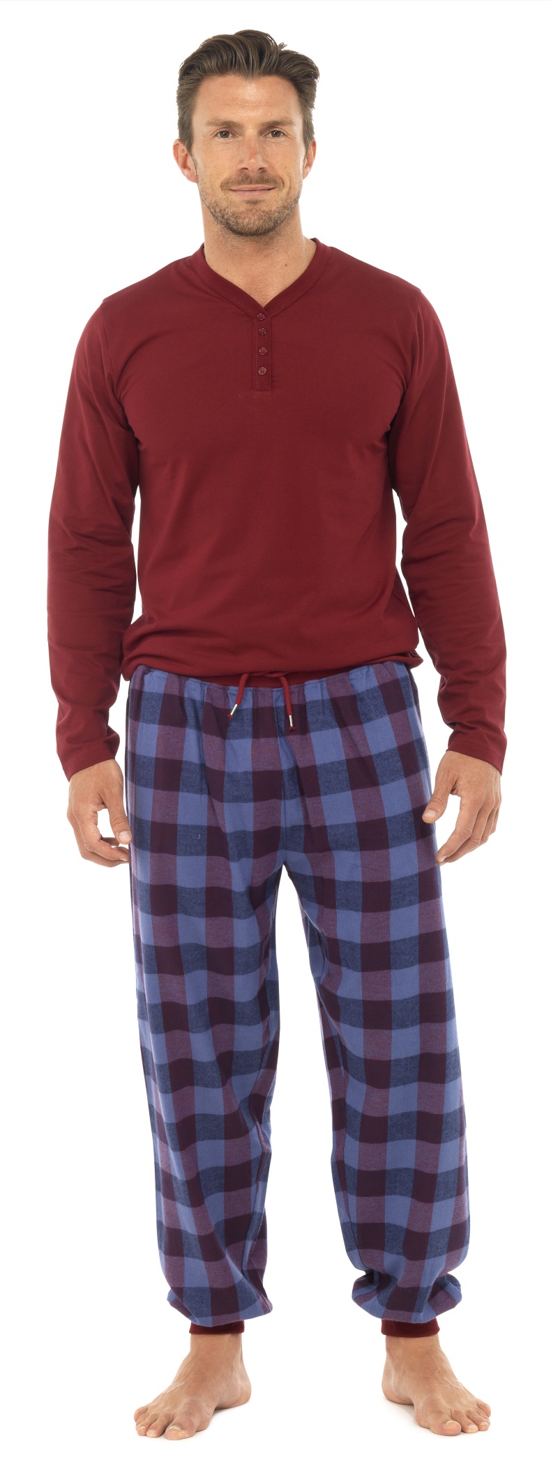 Mens Long Pyjamas 2 Piece Set Long Sleeved Nightwear Gents Boys Pjs
