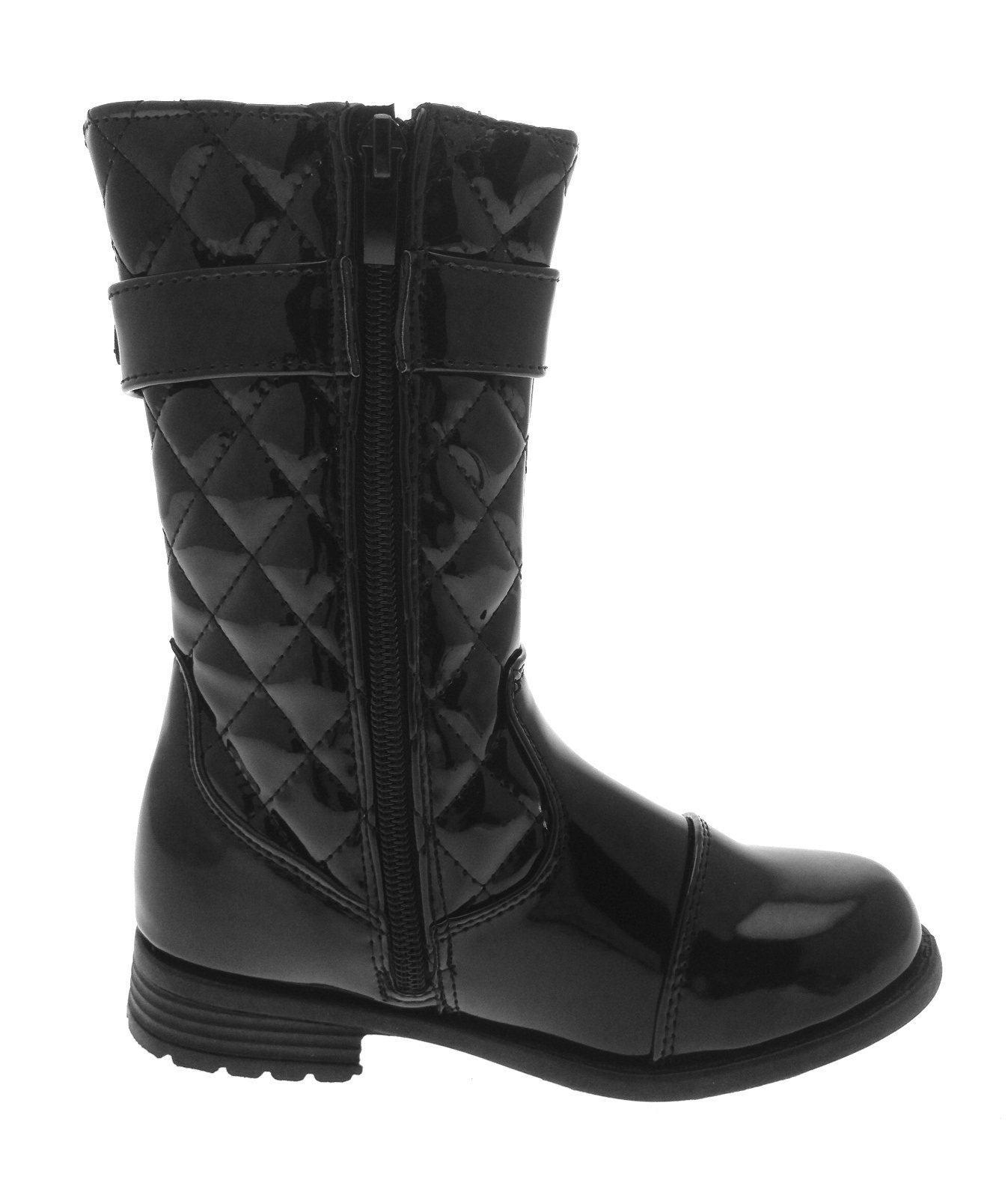 Kids Girls Faux Leather Quilted Mid Calf Length Boots Jewel Crown Size UK 4 2 eBay