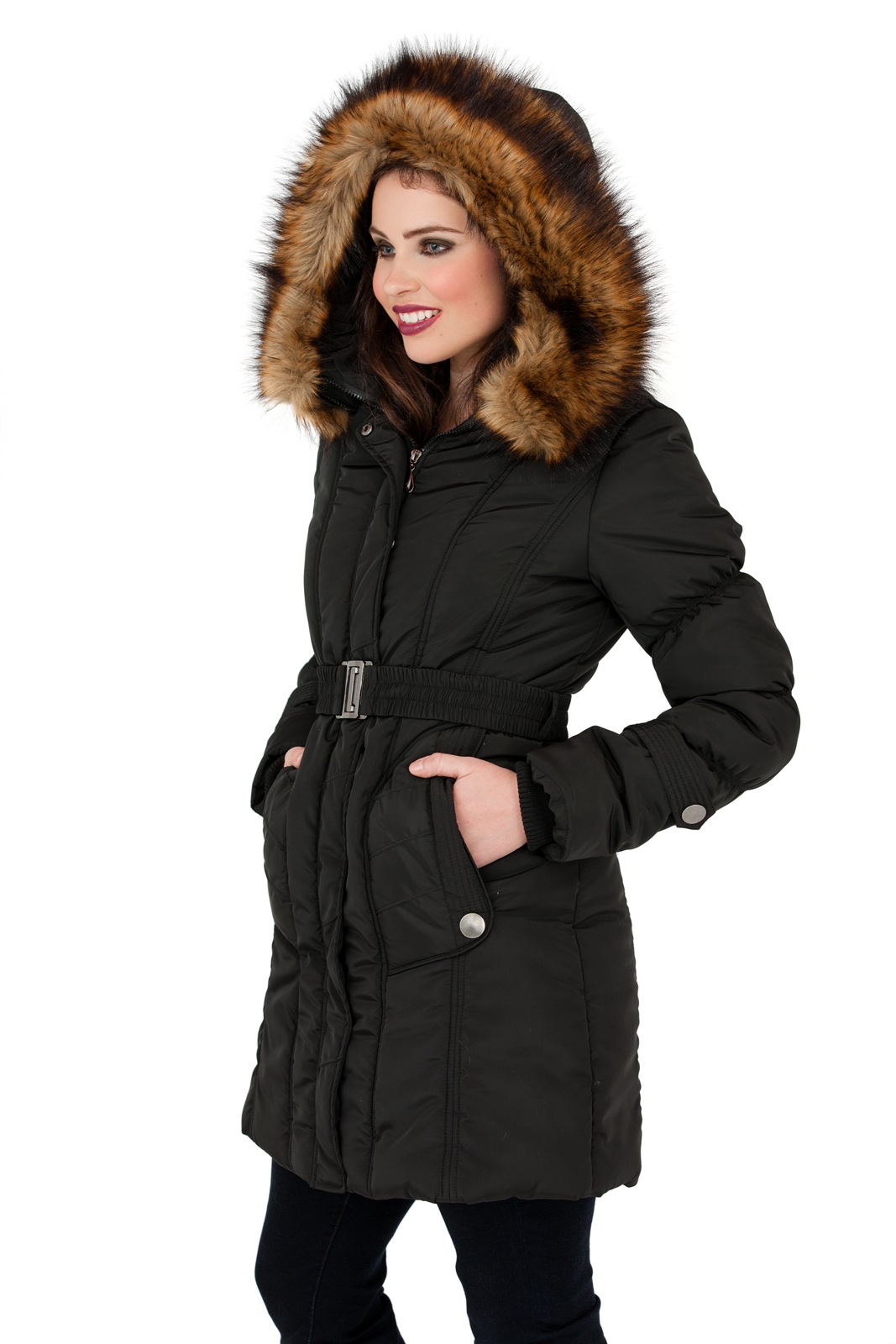 fur hooded parka coat womens