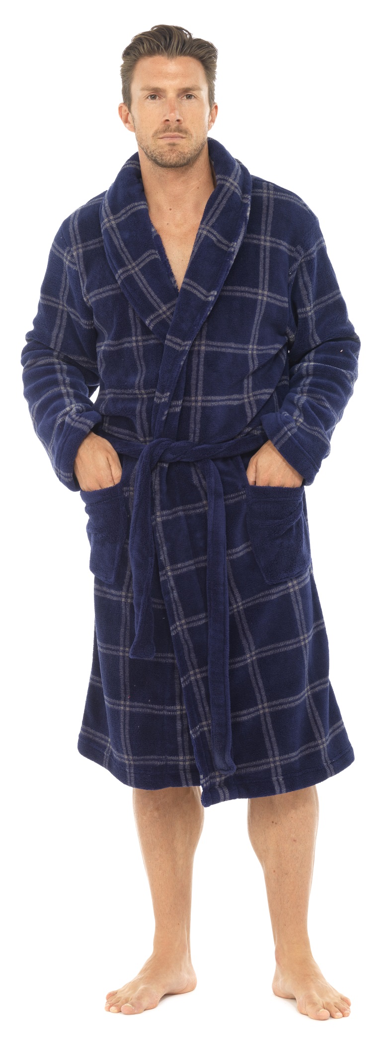 Mens Luxury Full Length Velour Fleece Robe Dressing Gown Boys Gents
