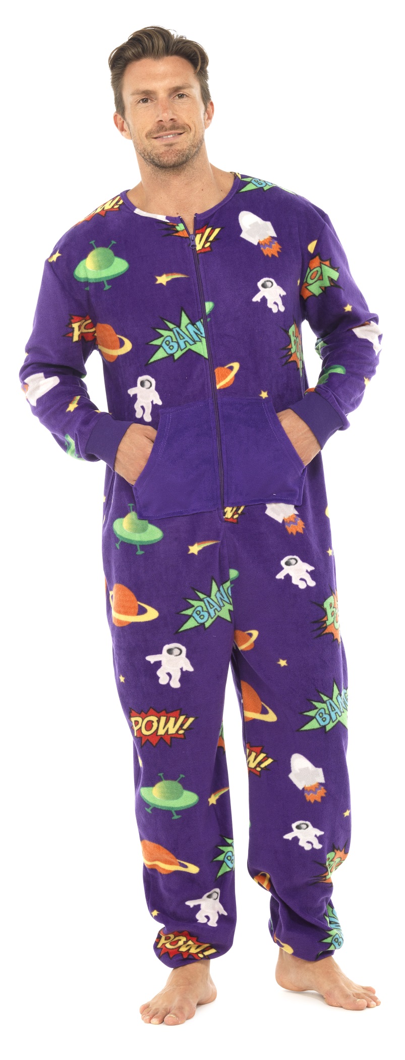 Mens Boys Fleece Cartoon Sci Fi Space Novelty Onesie Pyjamas Pjs Gents