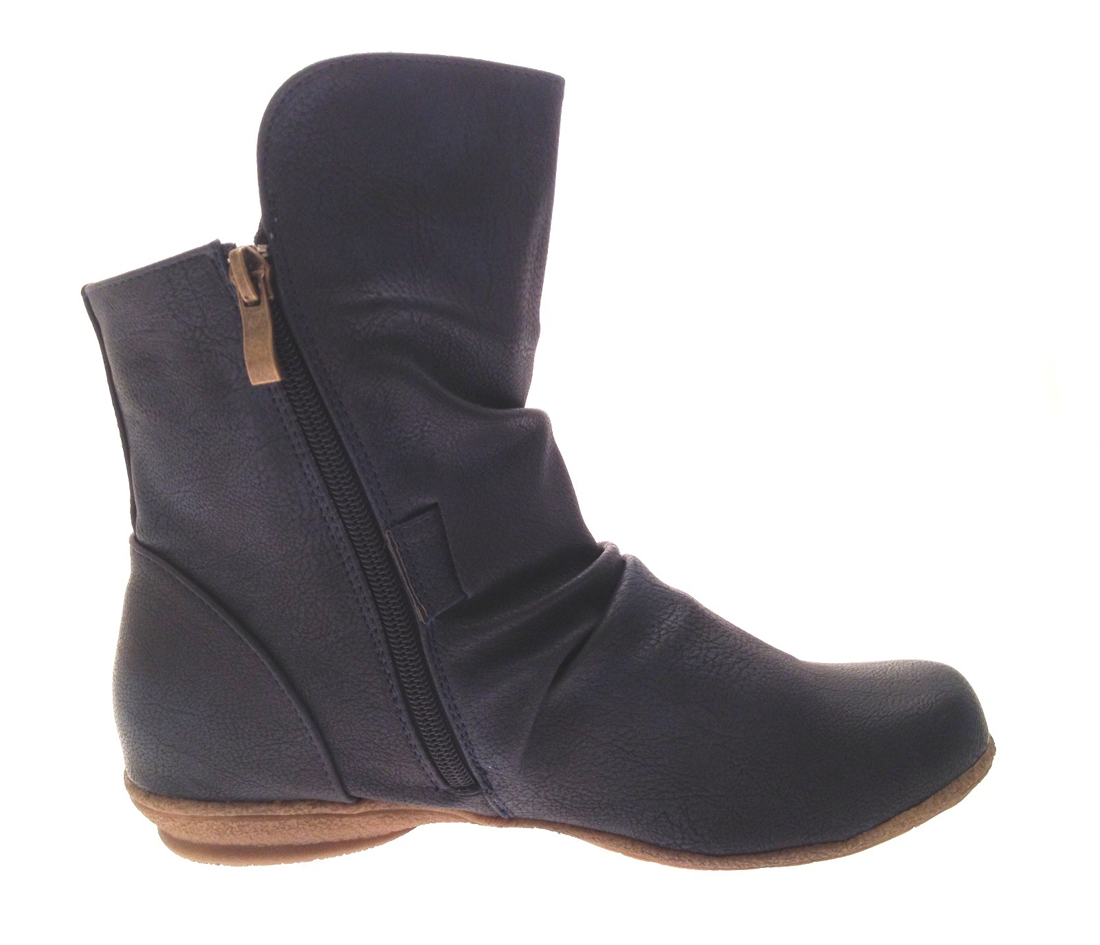 ruched leather ankle boots