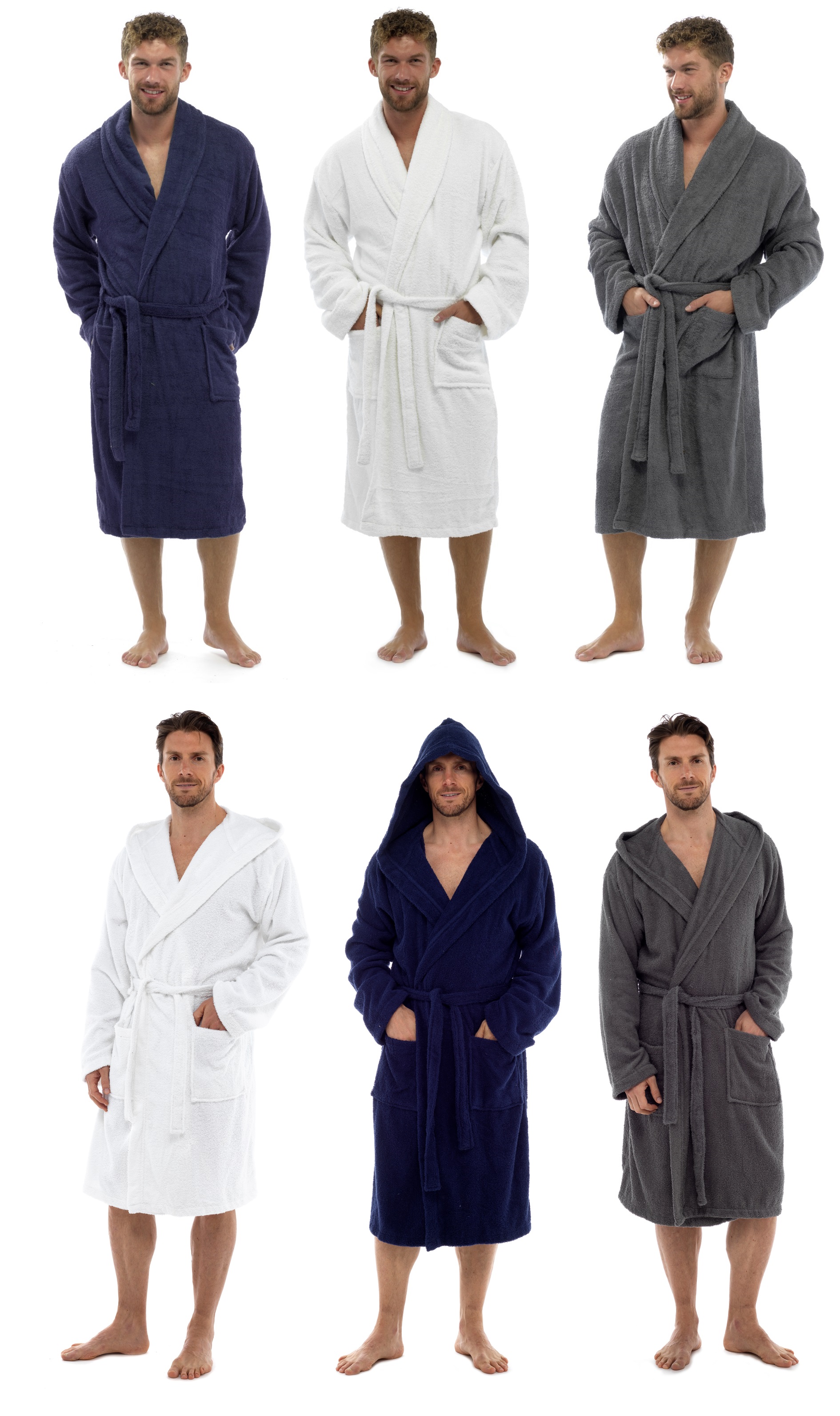 Mens Pure 100 Cotton Luxury Towelling Bath Robes Dressing Gowns Size