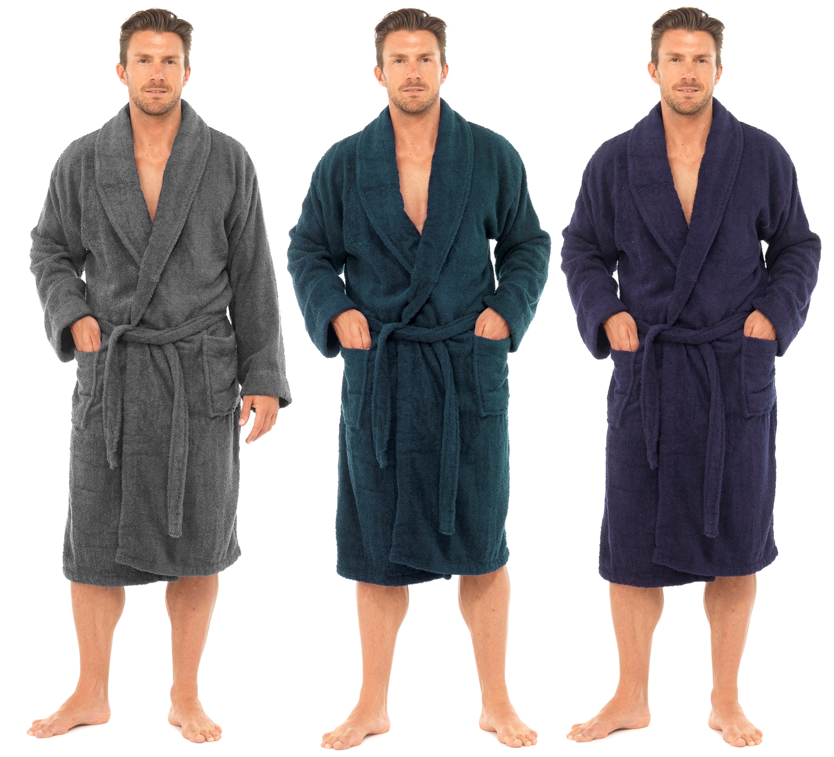 Mens Pure 100 Cotton Luxury Towelling Bath Robes Dressing Gowns Size UK M XL eBay