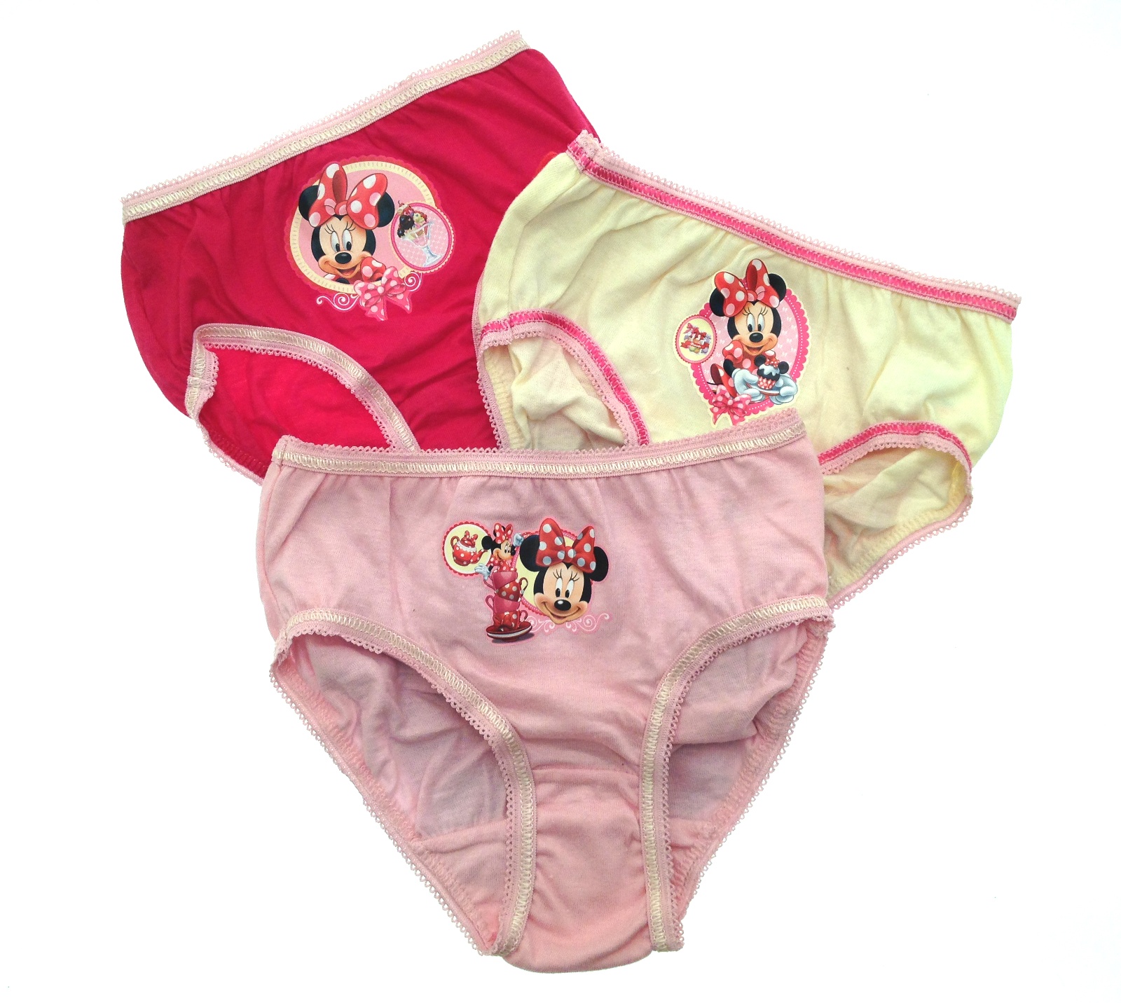 Kids Girls Toddlers 3 Pack Disney Minnie Mouse Briefs Underwear Size 1