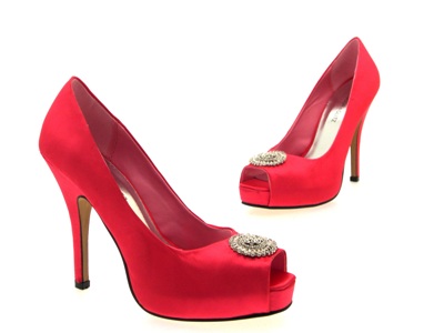 Wedding Satin Shoes on Womens Bridal Satin Peeptoe Fushia Pink Ladies Shoes Ebay