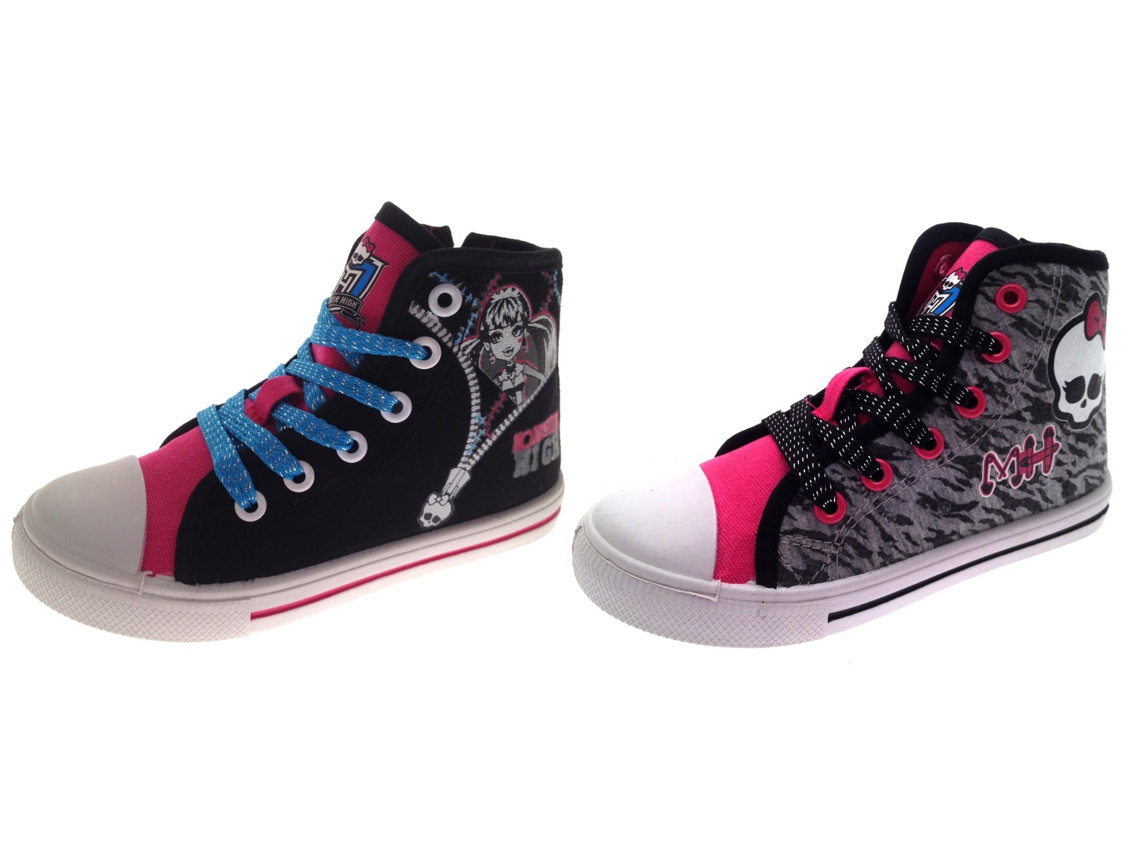 kids girls monster high canvas pumps lace up hi tops boots trainers girls size 2 boots