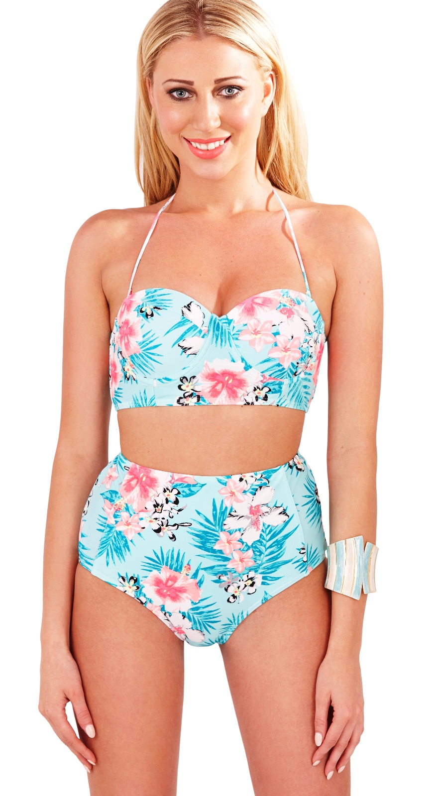 Womens Bikini Set Underwired Bustier + High Waisted Briefs Ladies Size UK 814 eBay