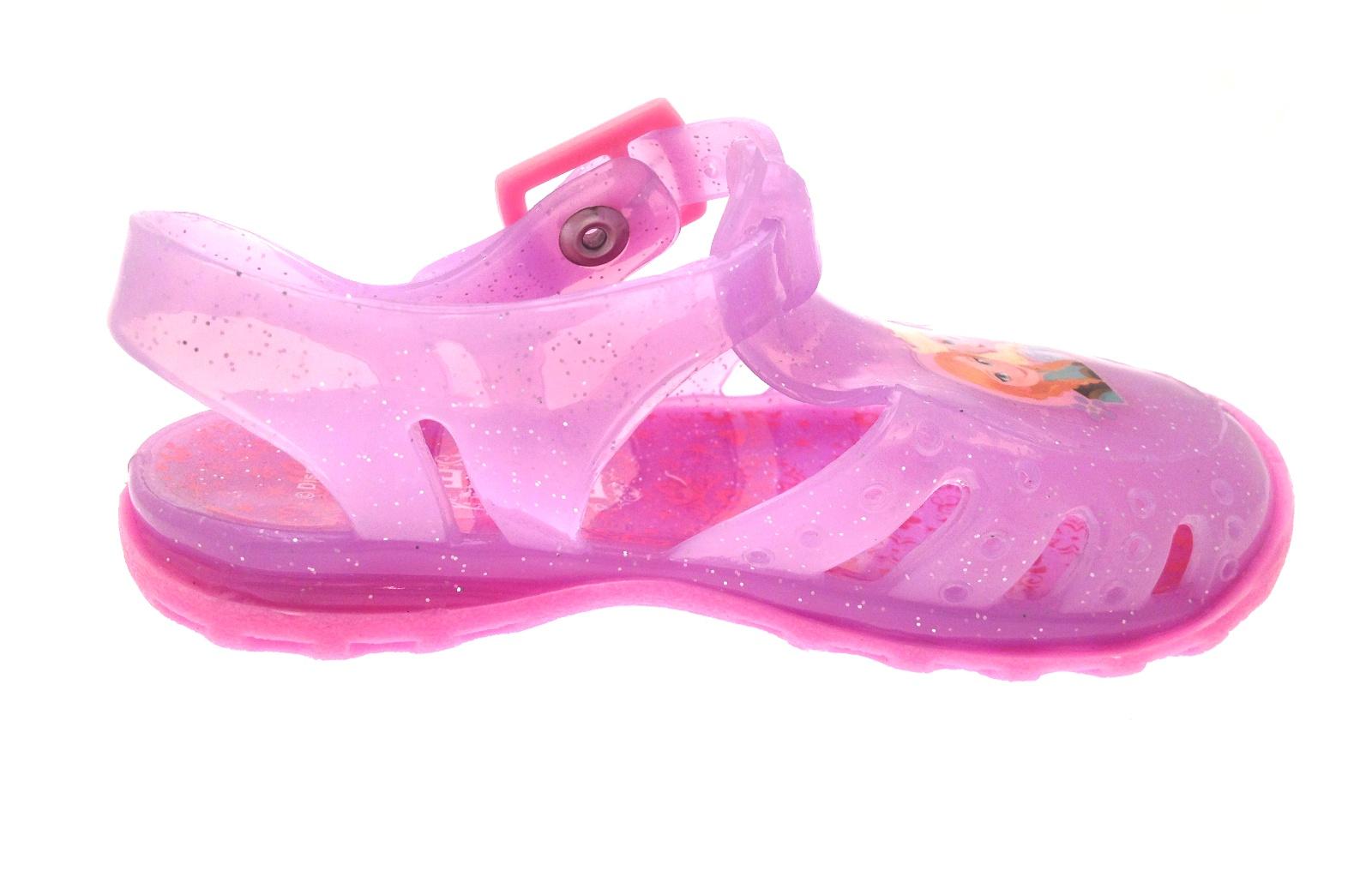 Girls Pink Frozen Elsa Jelly Shoes Beach Glitter Sandals Jellies Kids