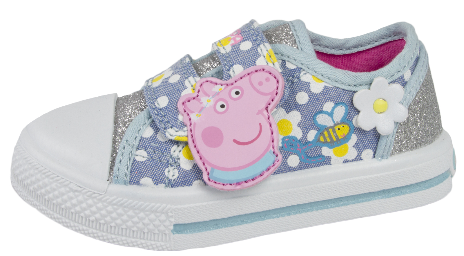 Peppa Pig Canvas Pumps Girls Glitter Trainers Infants Shoes Plimsolls