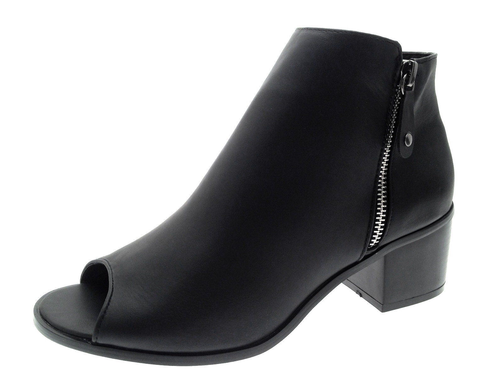 peep toe booties with block heel