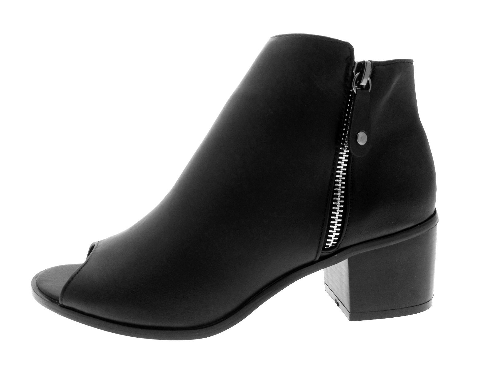 block heel open toe boots