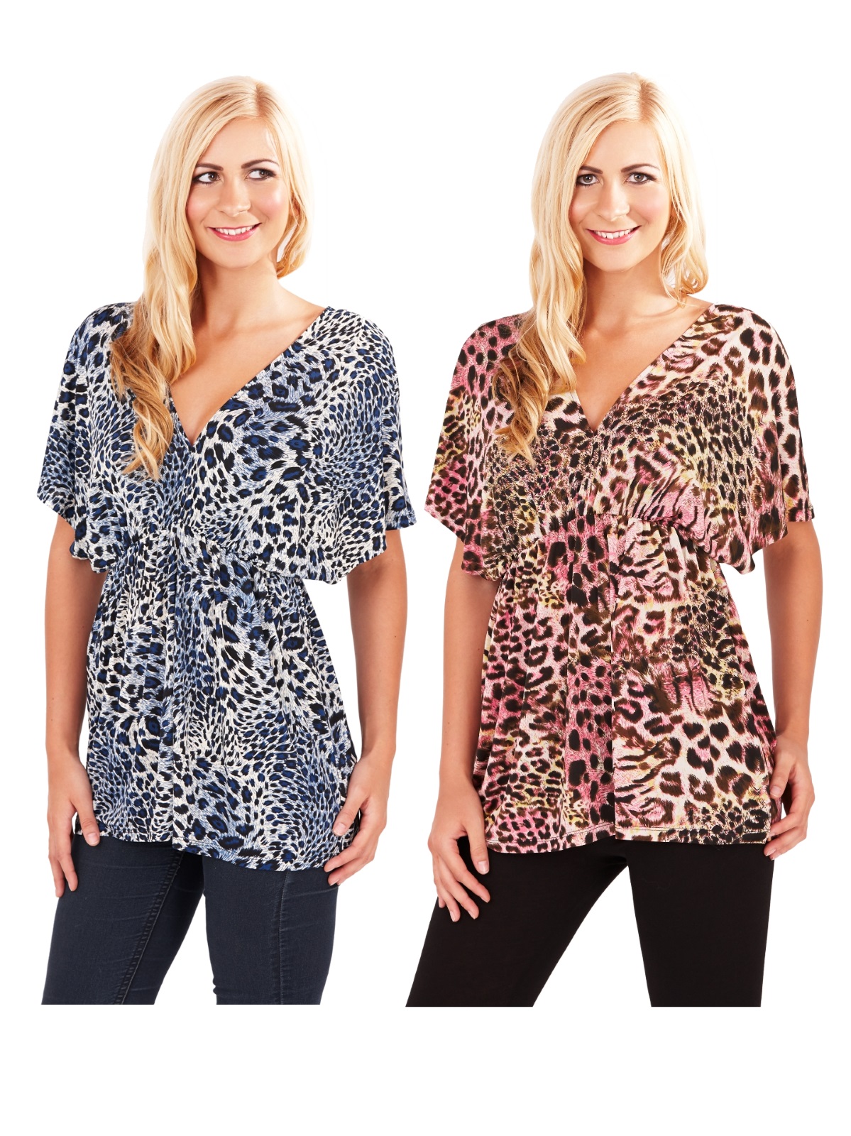 Womens Top Animal Print V Neck Short Sleeved Summer Blouse Ladies Size UK 8-16 | eBay