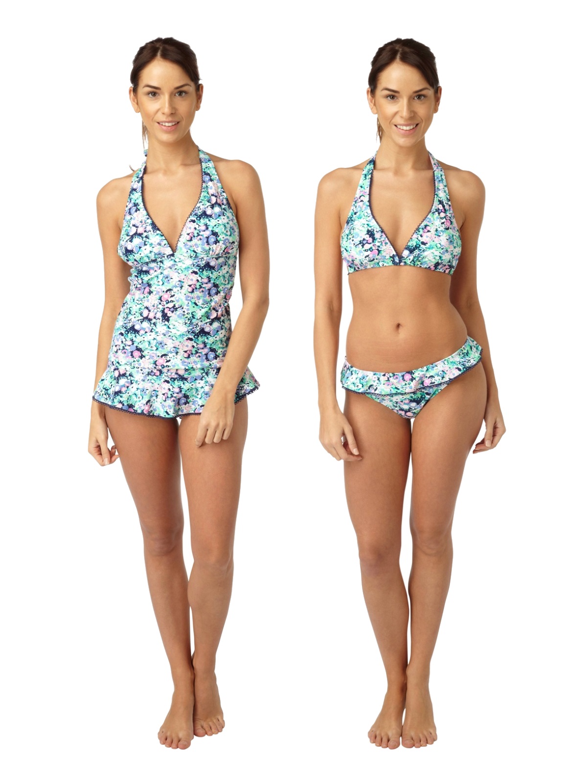 womens halter neck tankini set bikini watercolour summer beach size 10 in uk