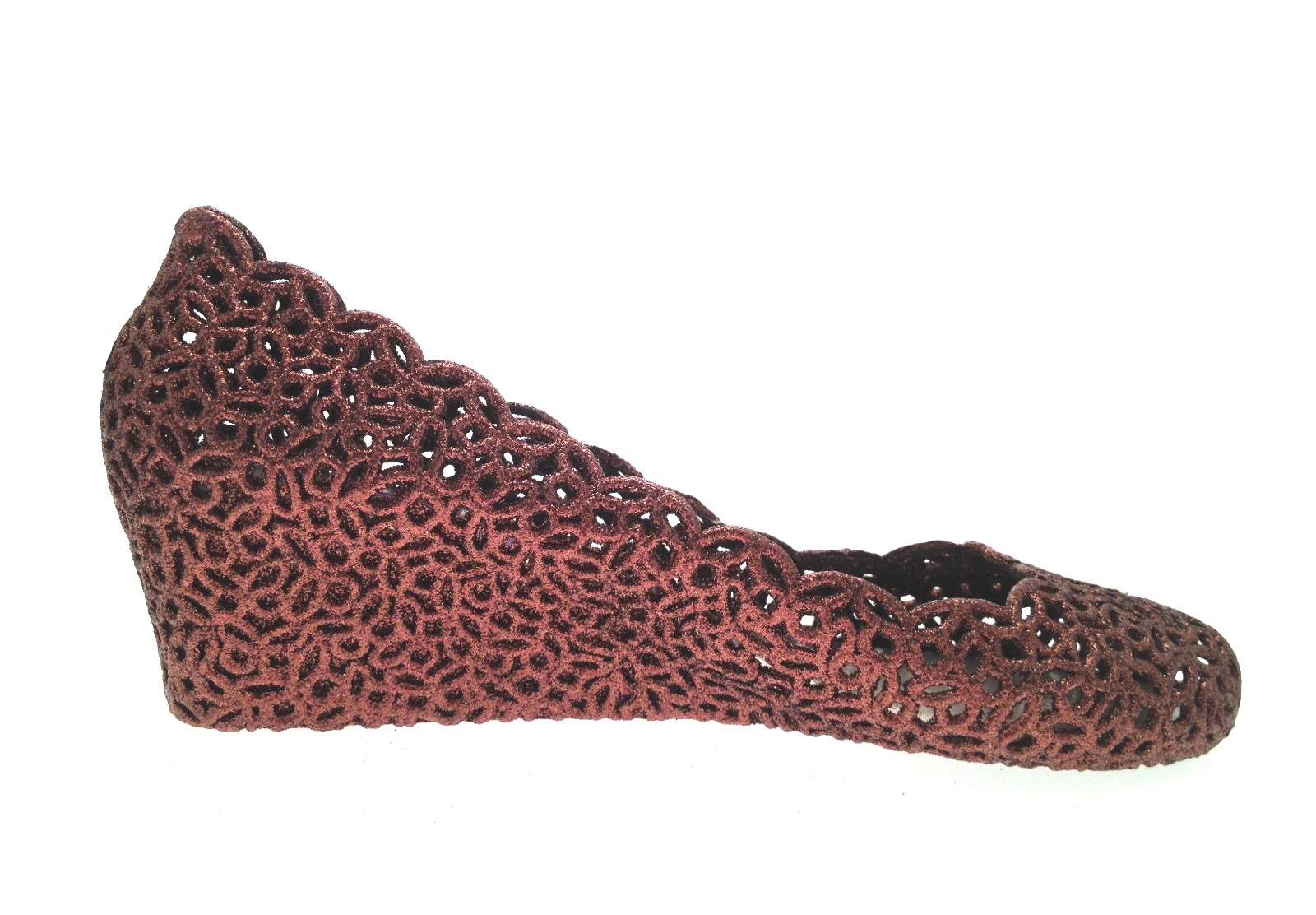 Womens Glitter Wedge Jelly Sandals Peeptoe Jellies Ballet Pumps Ladies