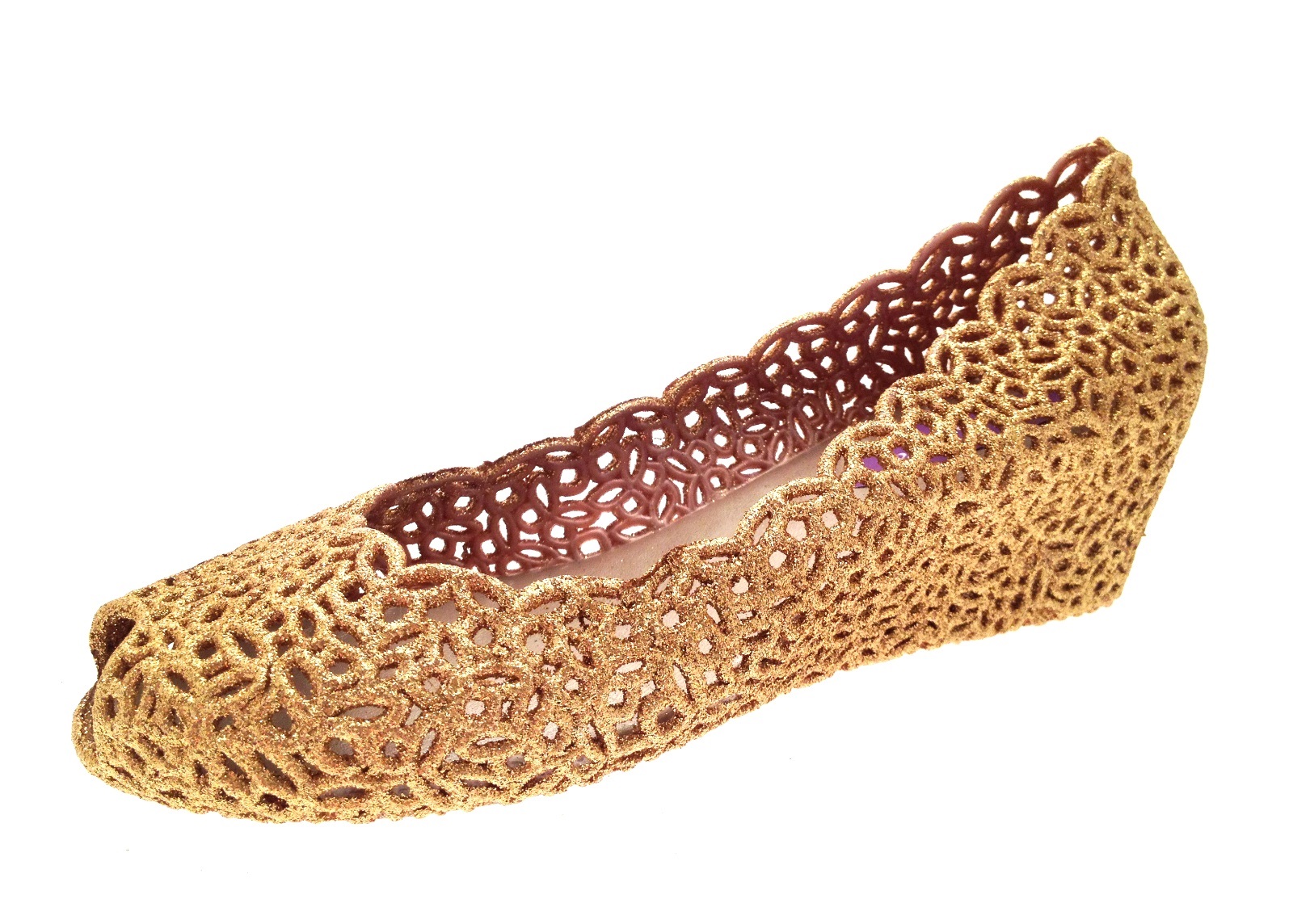 Womens Glitter Wedge Jelly Sandals Peeptoe Jellies Ballet Pumps Ladies