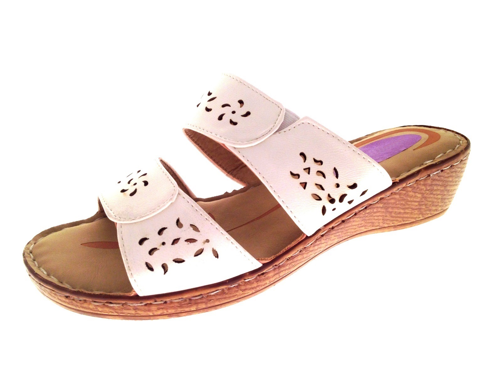 Womens Low Wedge Comfort Sandals Strappy Mules Ladies