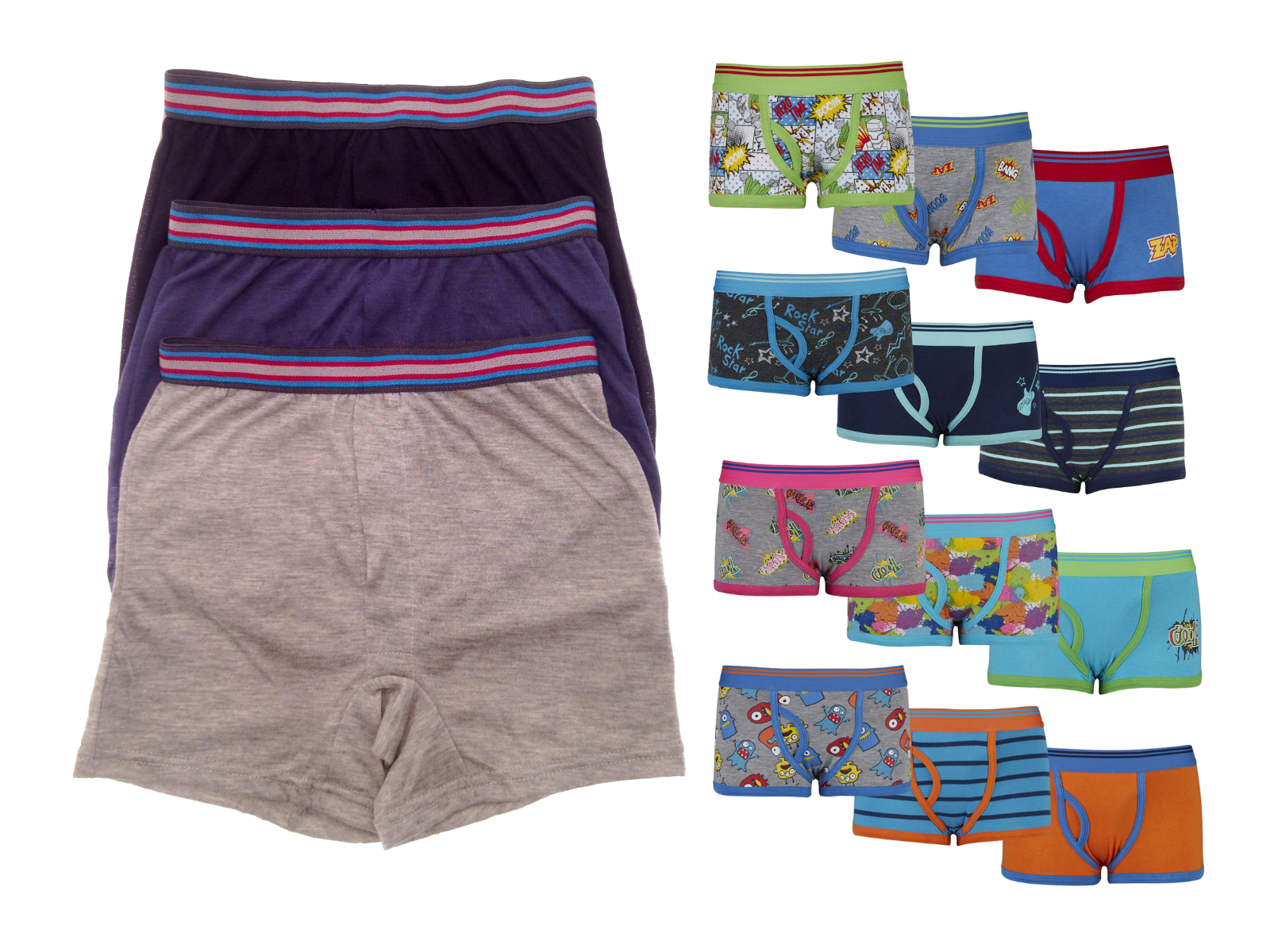 Kids Boys Boxer Shorts 3 Pairs Pack Childrens Cotton Blend Underwear