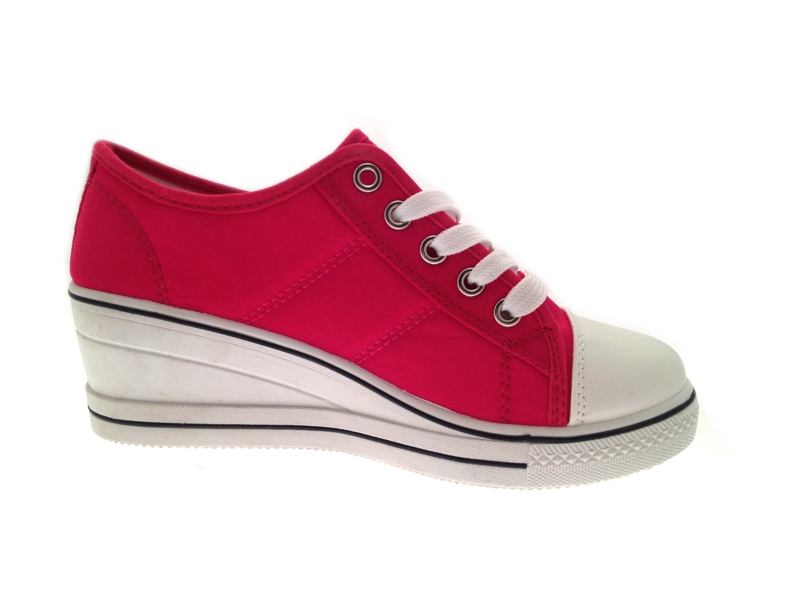 Womens Wedge Trainers Lace Up Canvas Pumps Sports Shoes Ladies Girls