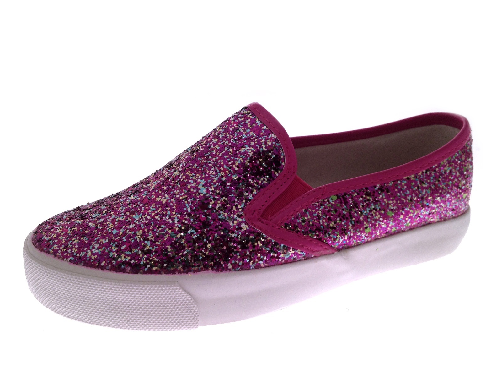Girls Glitter Skate Pumps Kids Slip On Trainers Plimsolls