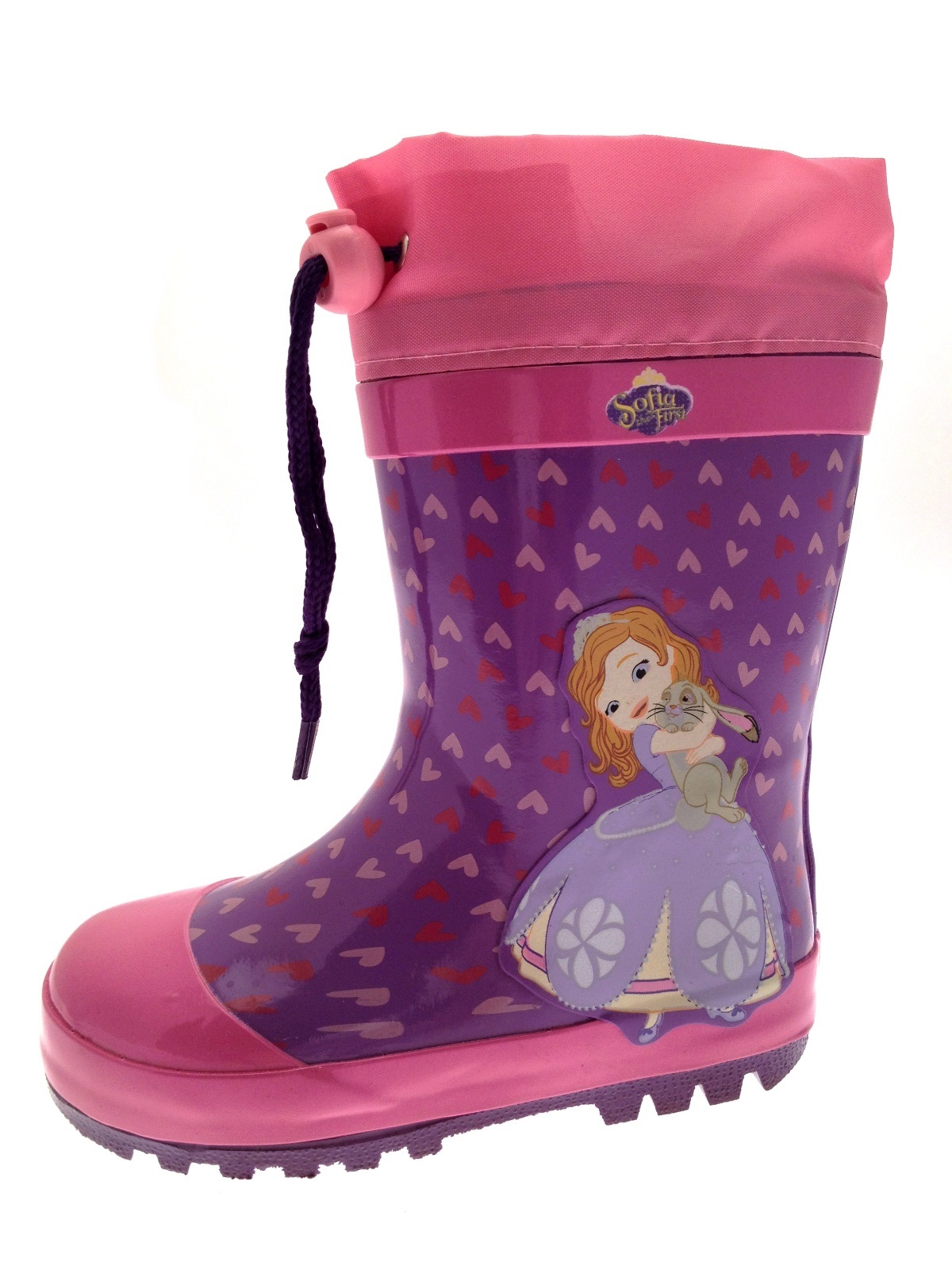 Girls Disney Princess Sofia Rubber Snow Boots Tie Top