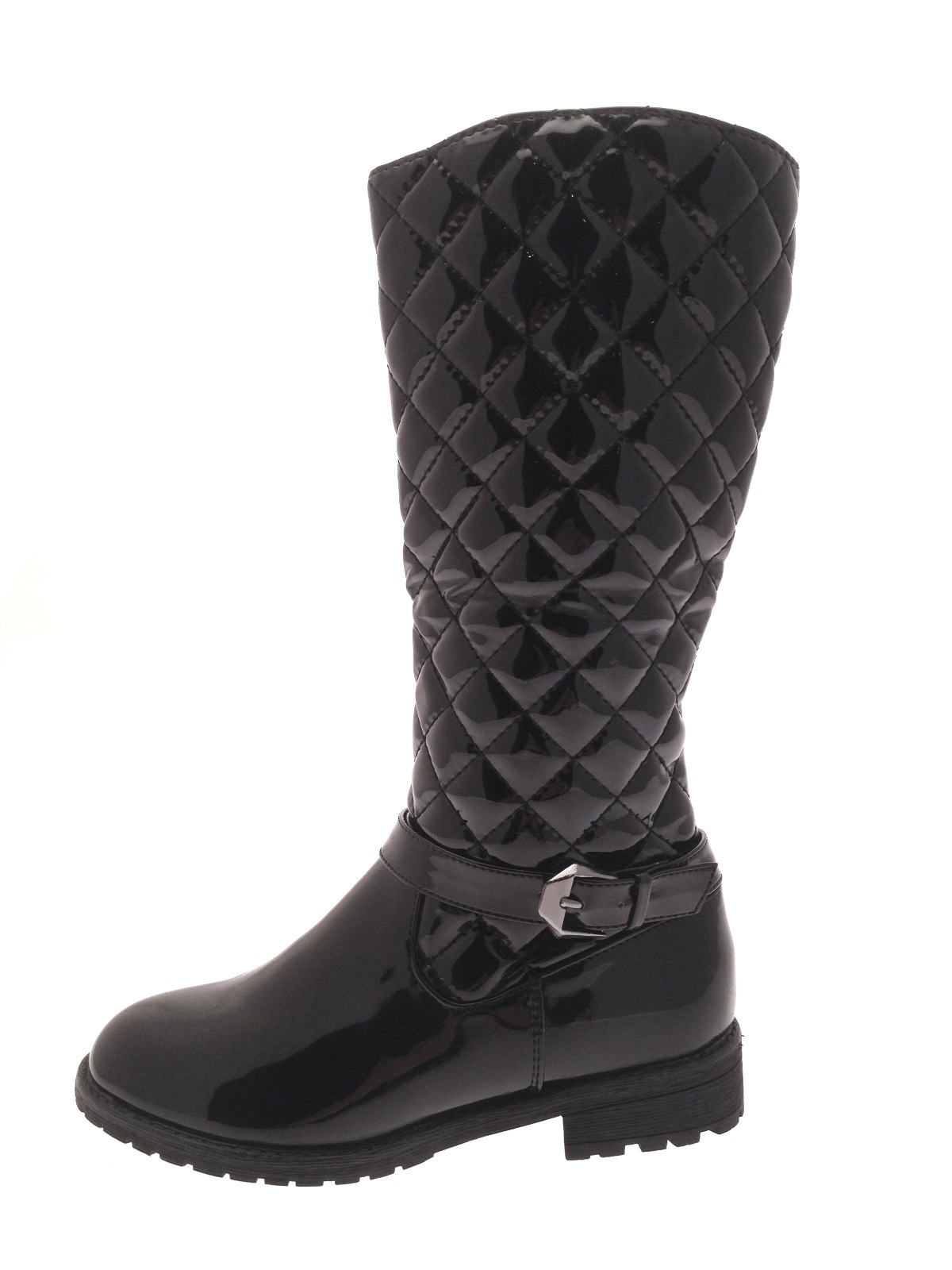 kids girls knee high quilted boots faux leather shoes buckle strap girls size 2 boots