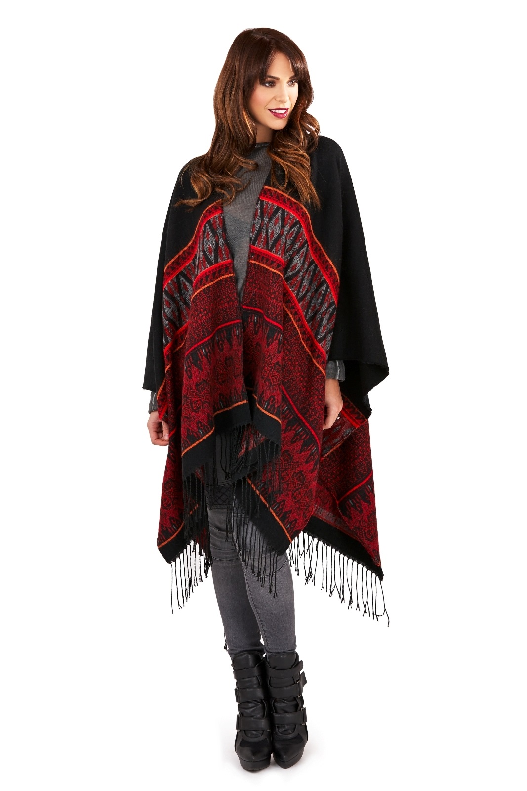 Womens Warm Winter Poncho Wrap Knitted Shawl Throw Cape Scarf Ladies
