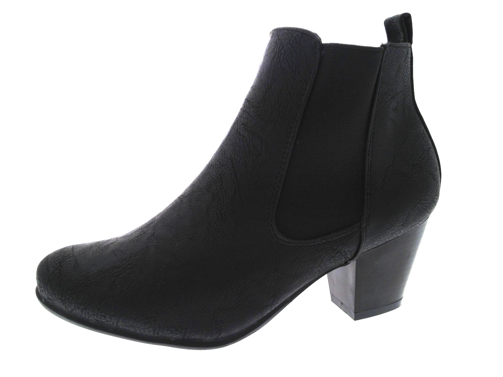 Womens Chunky Block Heel Chelsea Ankle Boots Wide Fitting Comfort Shoes Size
