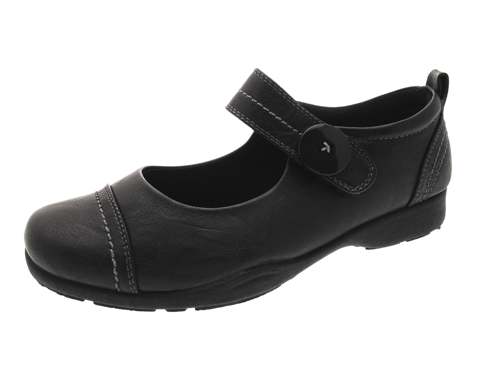 Womens Girls Black Mary Jane Flat Work School Ladies Comfort Shoes