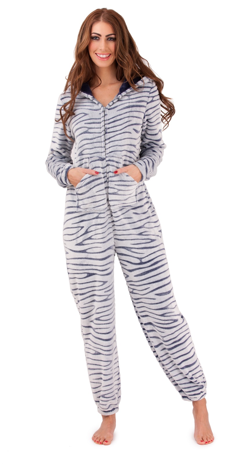 Womens Luxury Onesie Hooded All In One Pyjamas Pjs Jumpsuit Ladies Size 