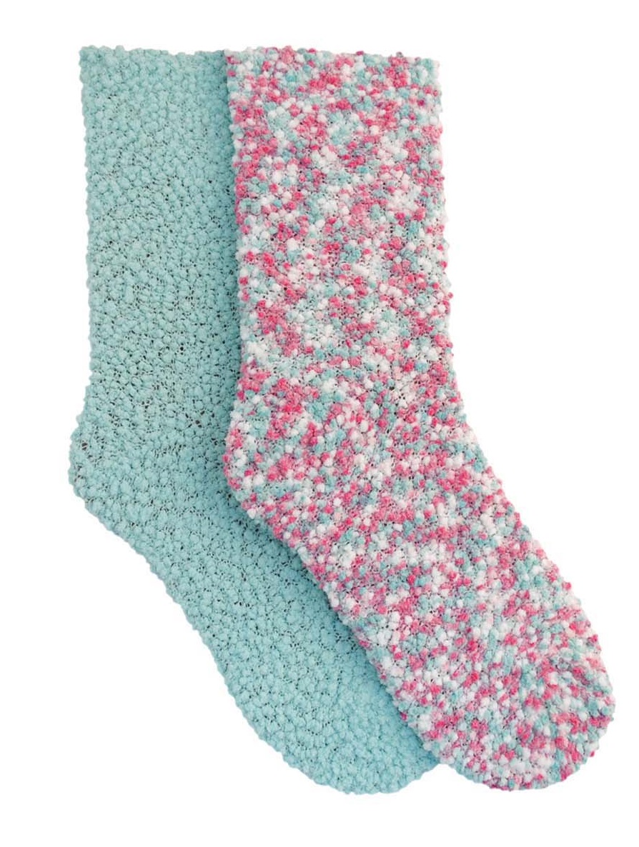 Womens 2 Pack Slipper Socks 2 Pairs Popcorn Bed Socks Booties Set Size