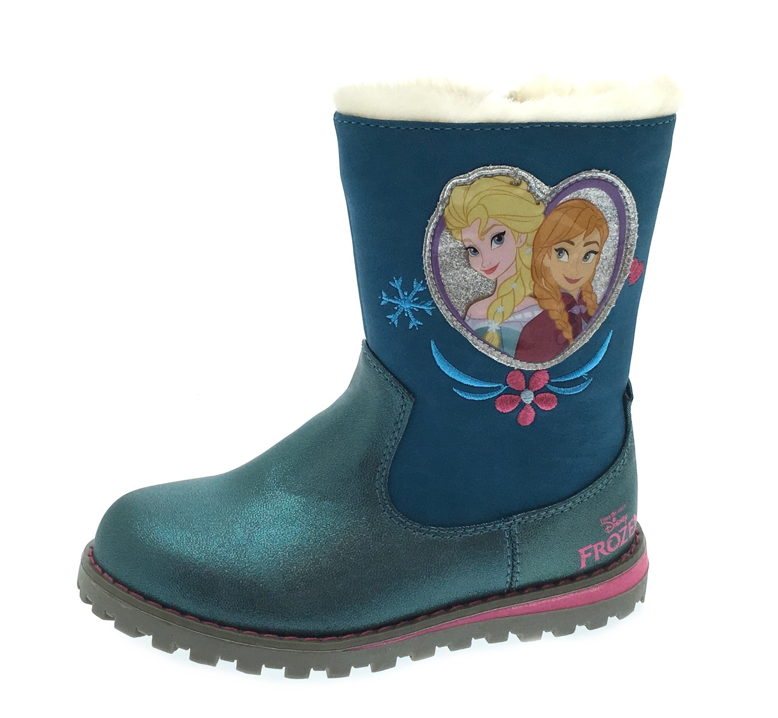 Girls Disney Frozen Warm Winter Boots Faux Fur Trim Snow Shoes Kids