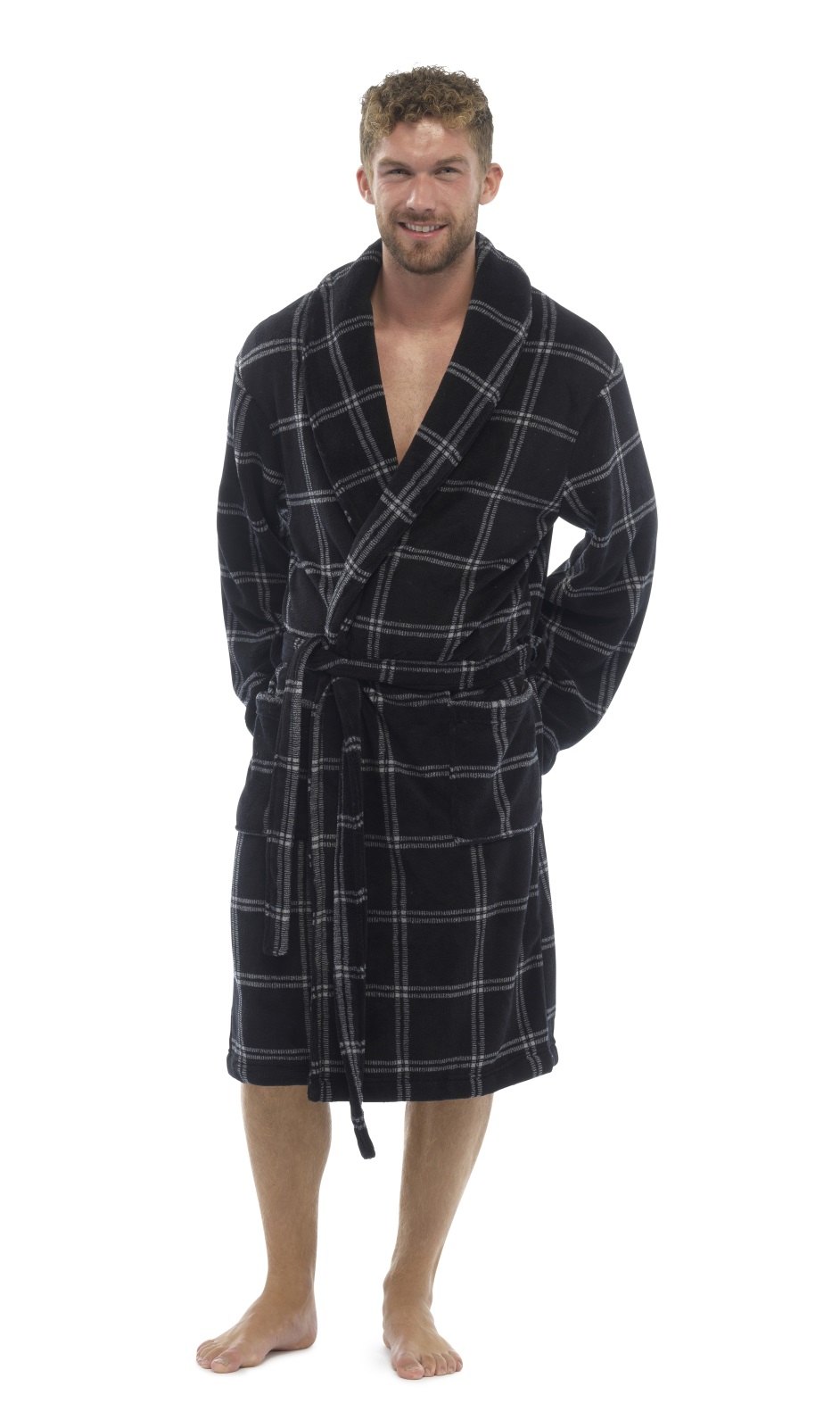 Mens Luxury Full Length Velour Fleece Robe Dressing Gown Boys Gents Size S-XL