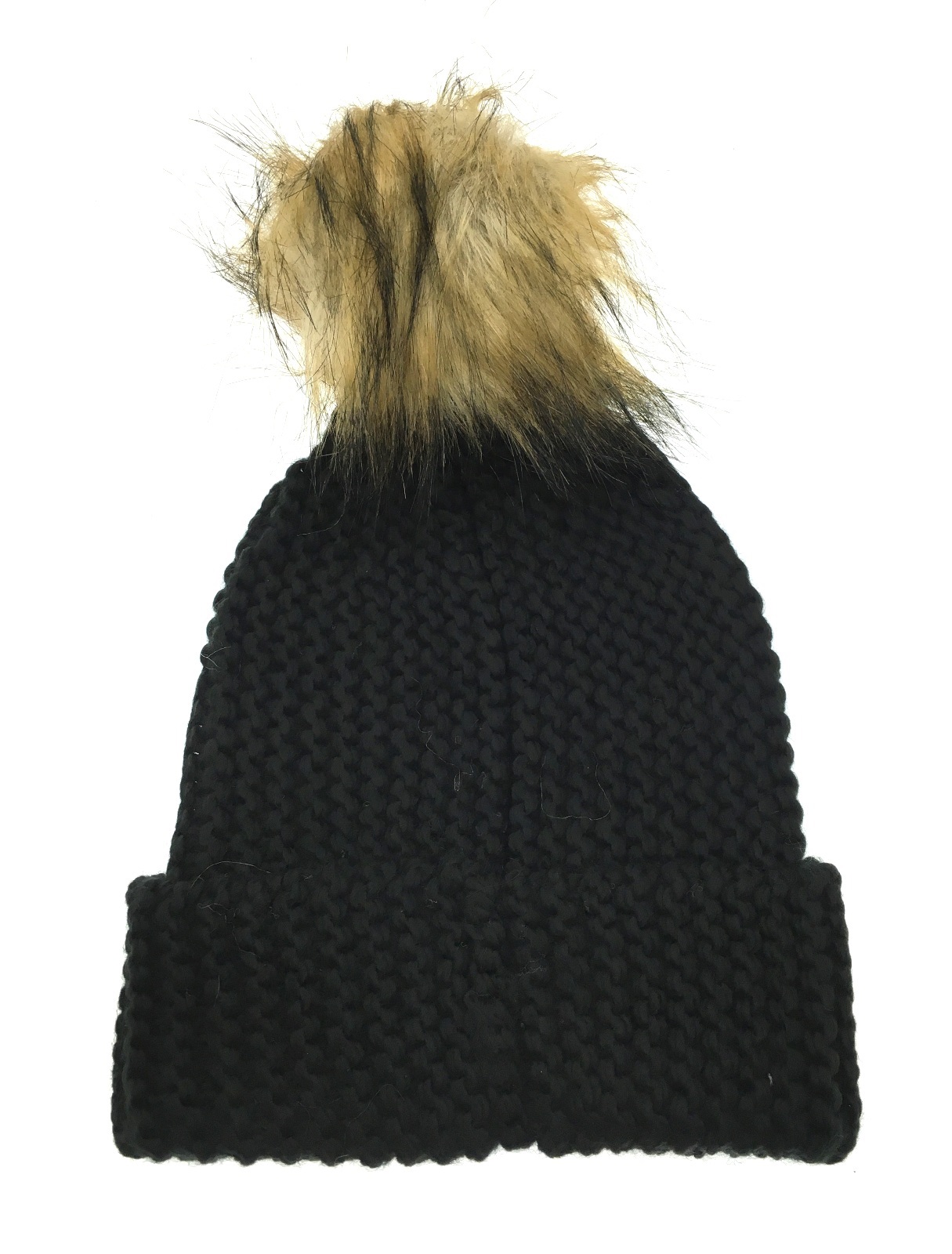 bobble hat with faux fur pom pom