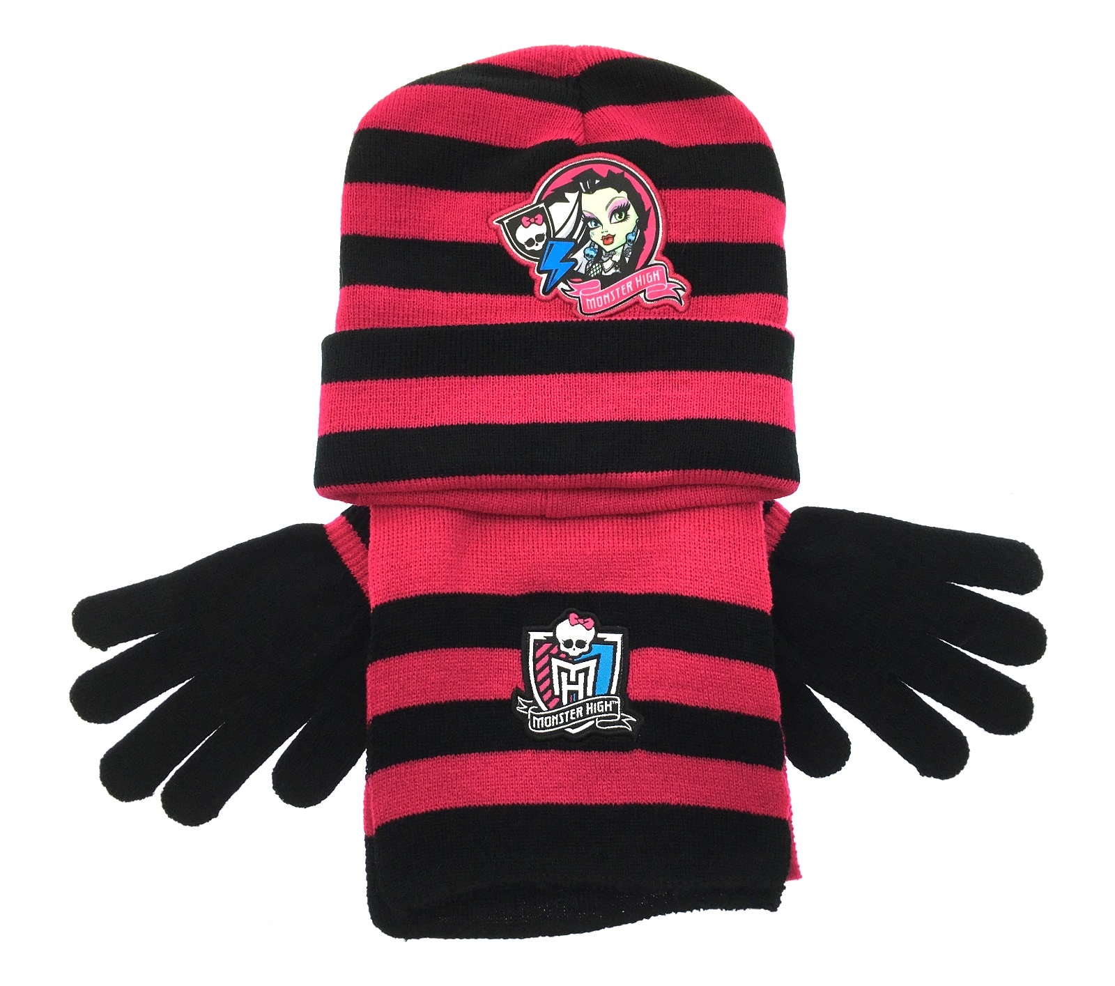 Girls Character Hat Scarf And Gloves 3 Piece Set Kids Warm Winter Size