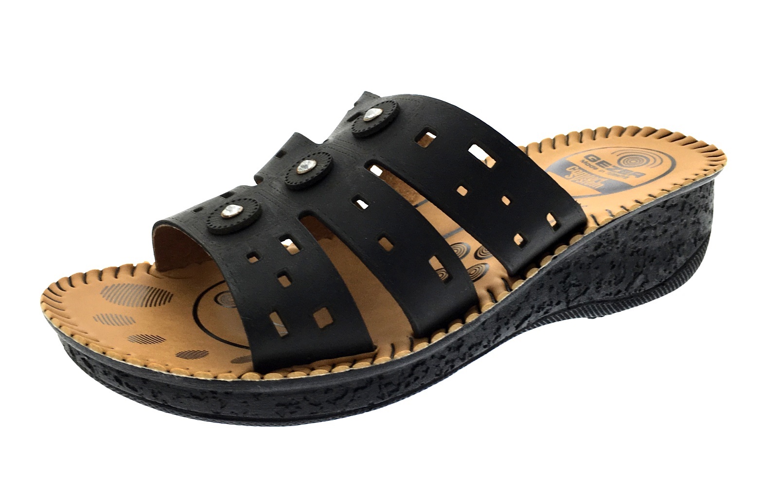 Womens Low Wedge Mules Slip On Sandals Comfort Shoes With Jewels | eBay