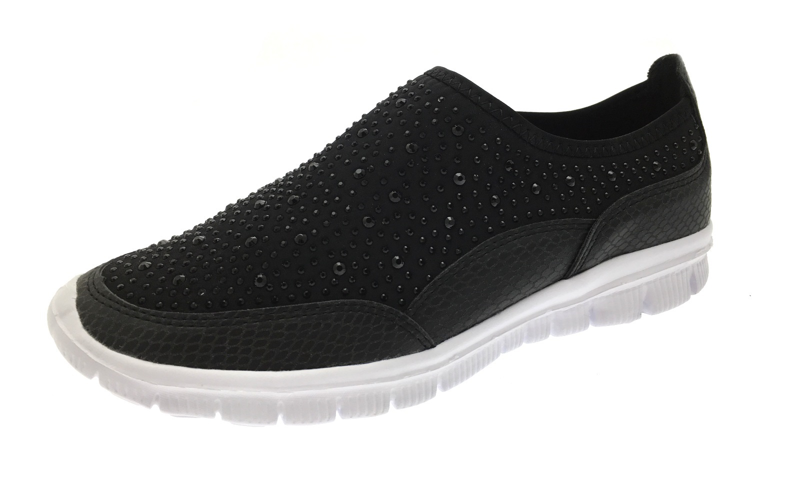 ladies black slip on trainers